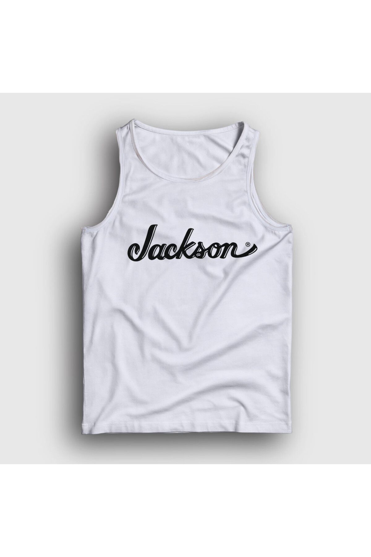 Presmono Unisex Beyaz Logo Jackson Hediye Gitar Atlet 544010tt