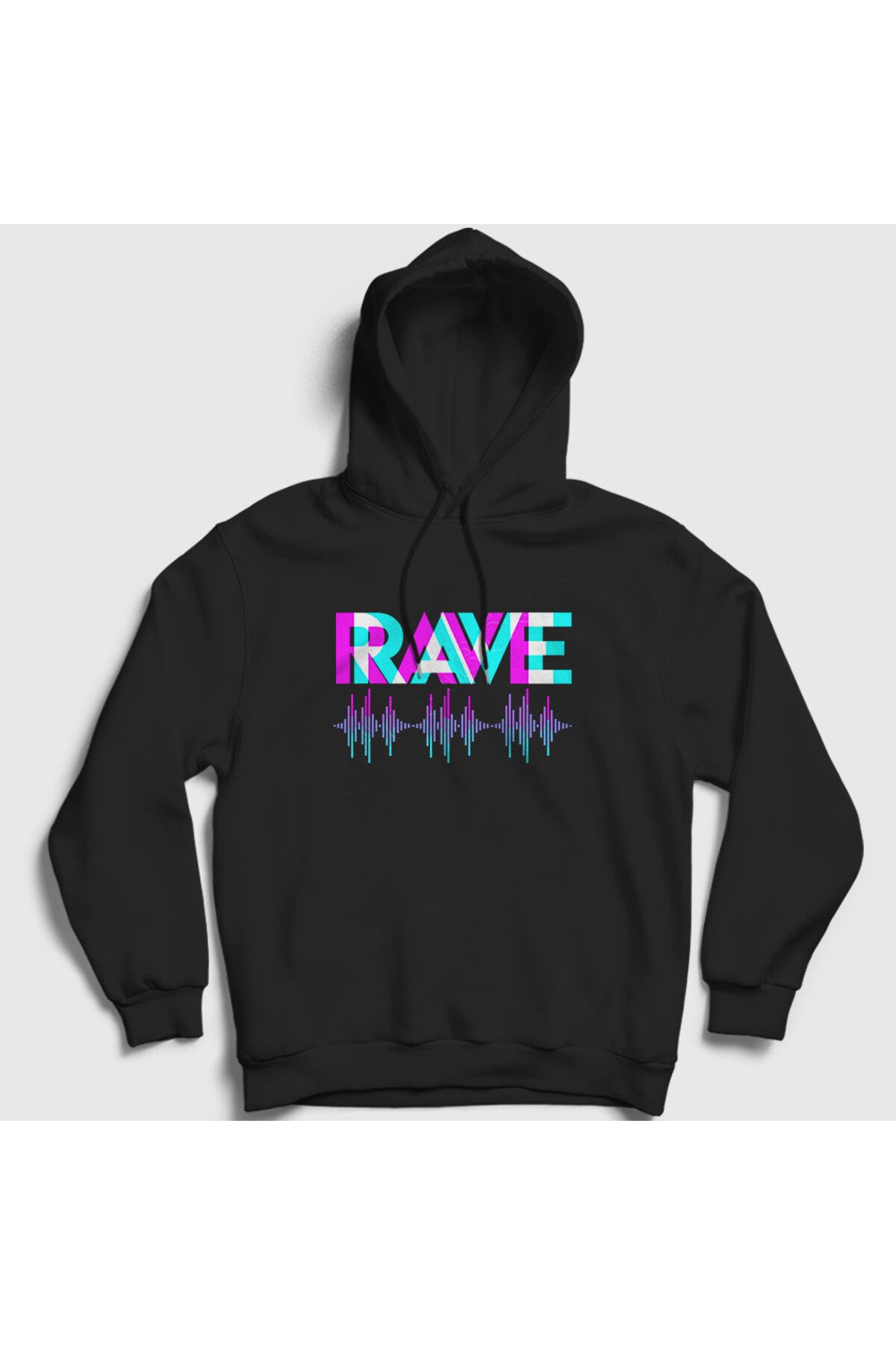 Presmono Unisex Siyah Rave Synthesizer Techno Music Kapüşonlu Sweatshirt 544877tt