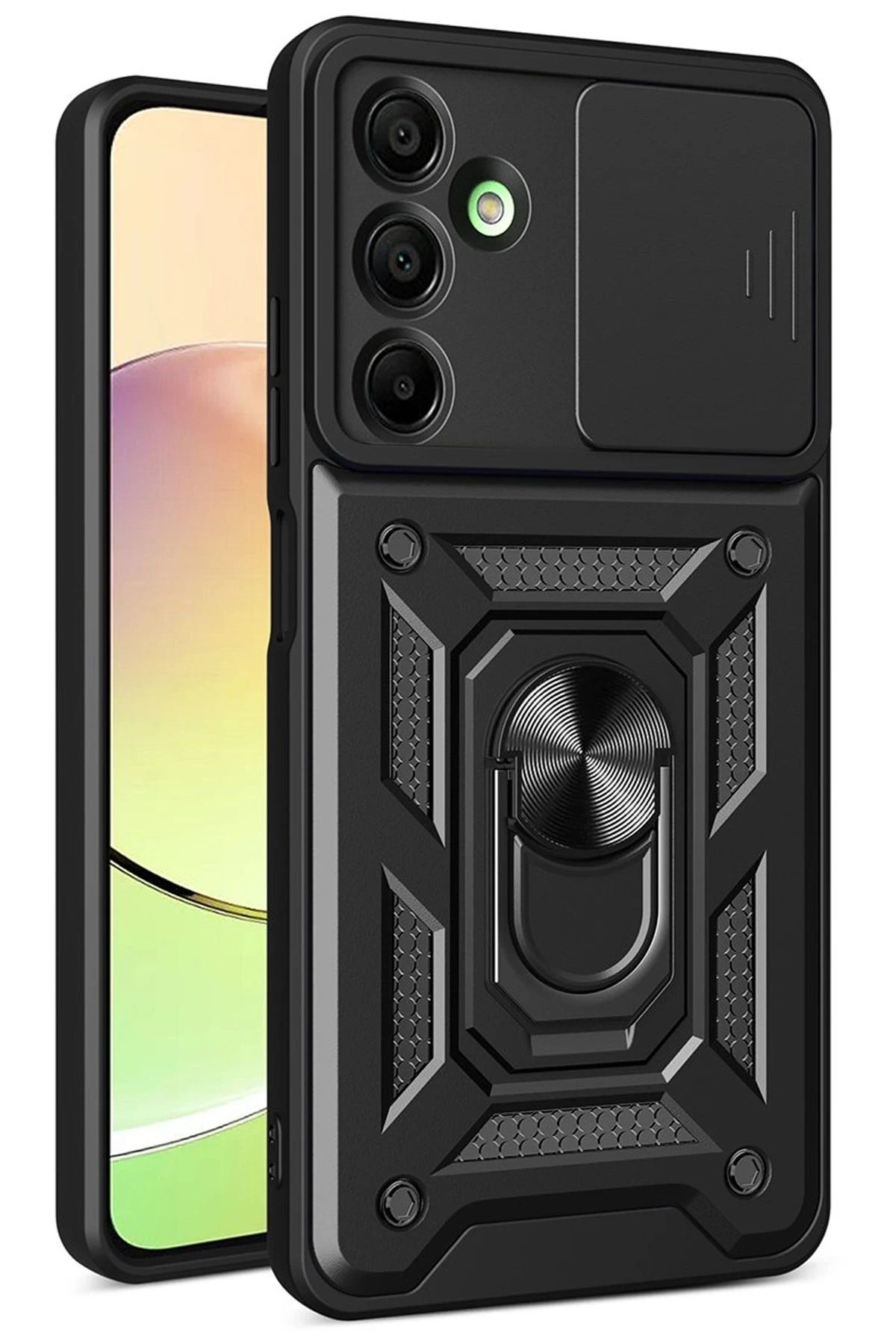 NewFace Samsung Galaxy A56 Kılıf Pars Lens Yüzüklü Silikon - Siyah MRAYD