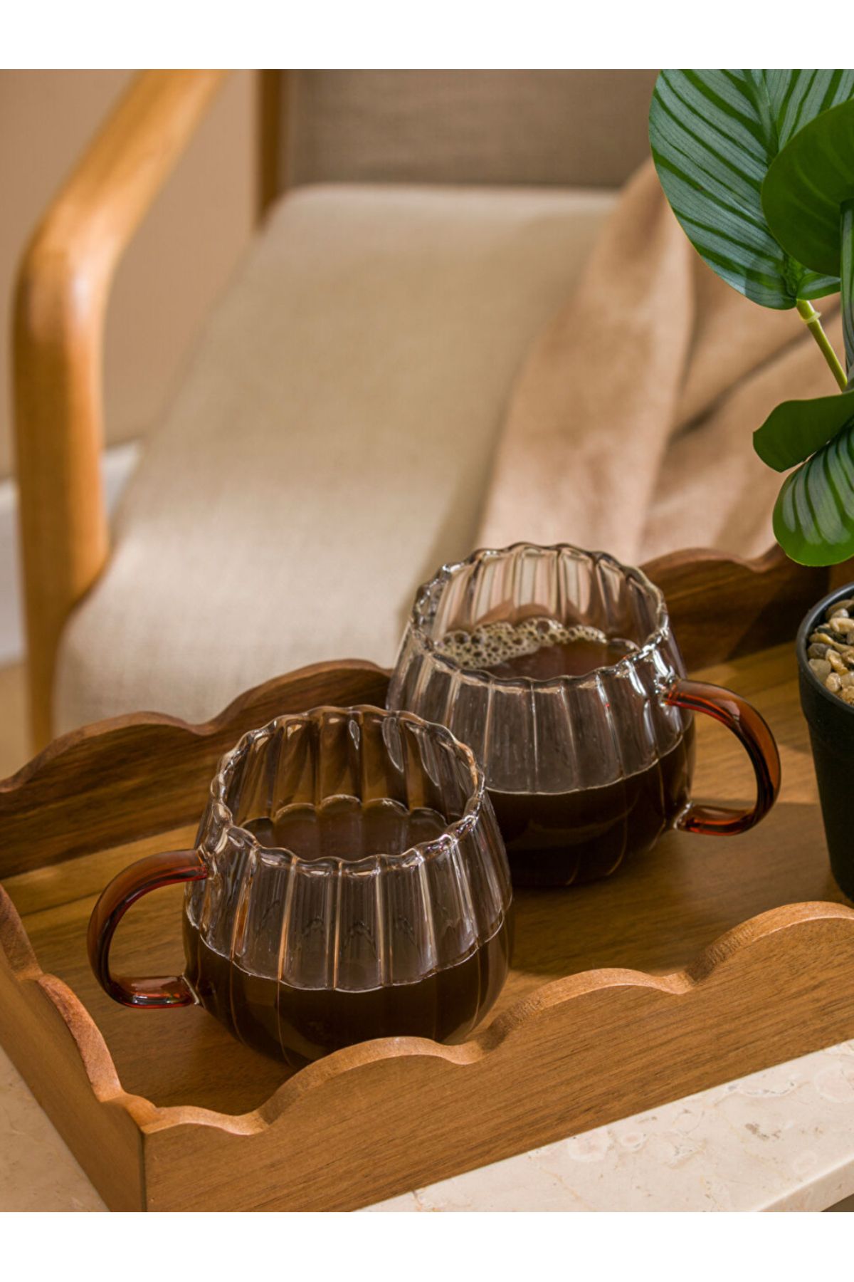 LC Waikiki LCW HOME Yeşil Çiçek Desenli Seramik Kupa Seti 2'li 280 ml
