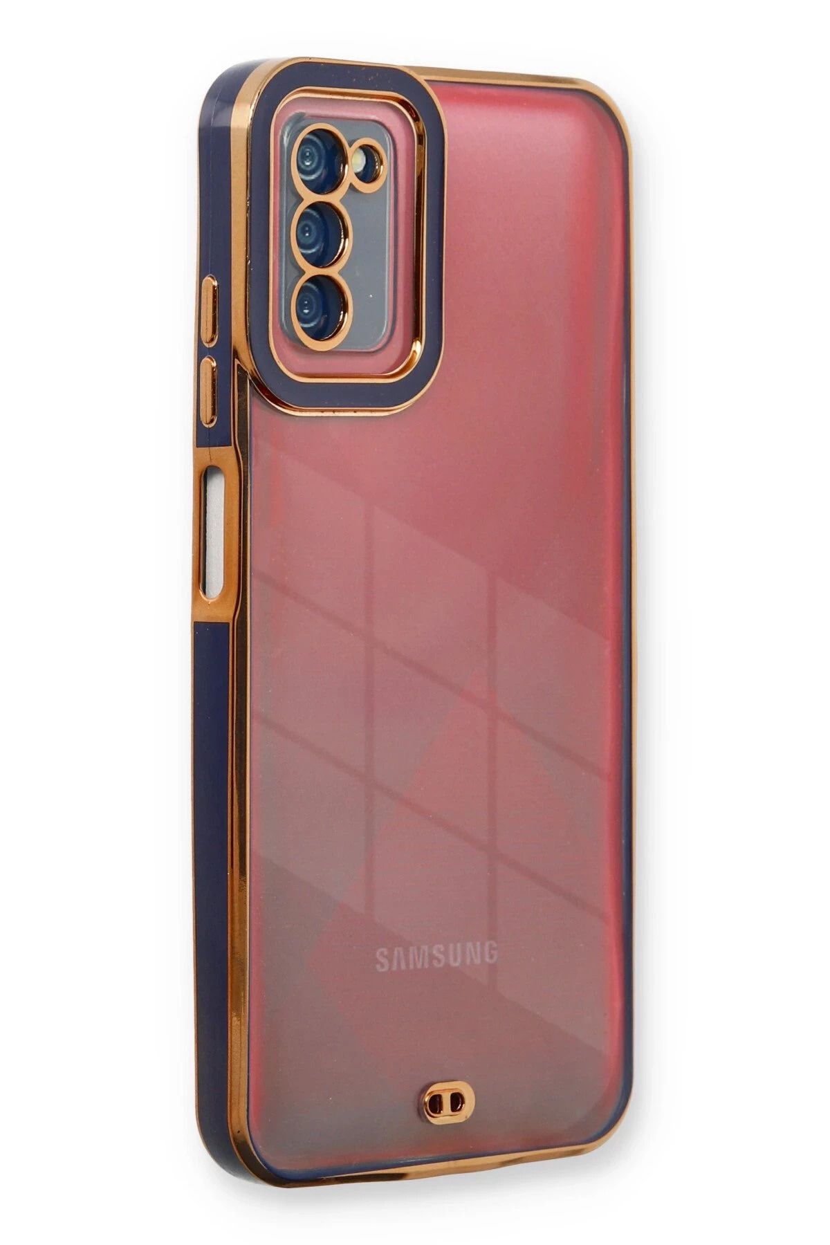 NewFace Samsung Galaxy A03S Kılıf Liva Lens Silikon - Mavi GLSTD