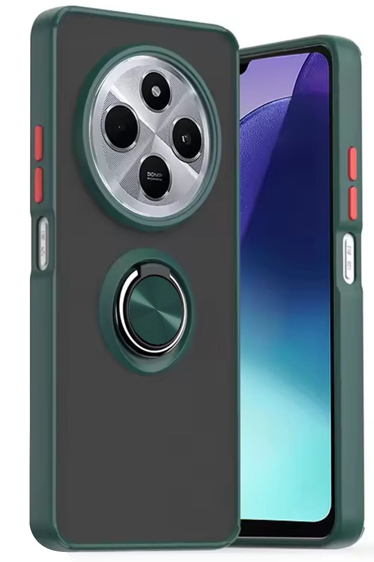 NewFace Xiaomi Redmi 14C Kılıf Montreal Yüzüklü Silikon Kapak - Yeşil GLSTD