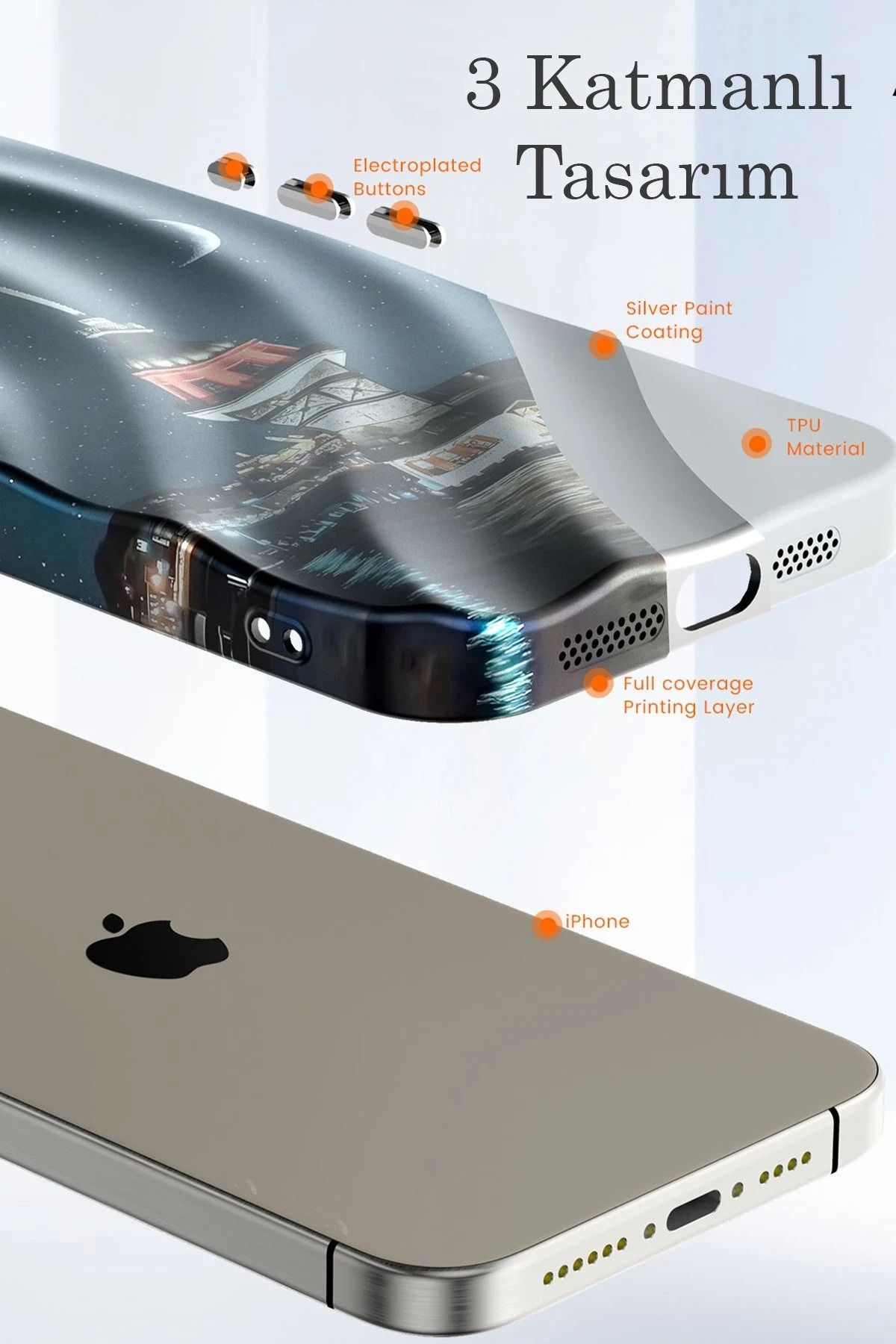 NewFace iPhone 15 Pro Kılıf Crew Desenli Kapak - Çiçek GLSTD