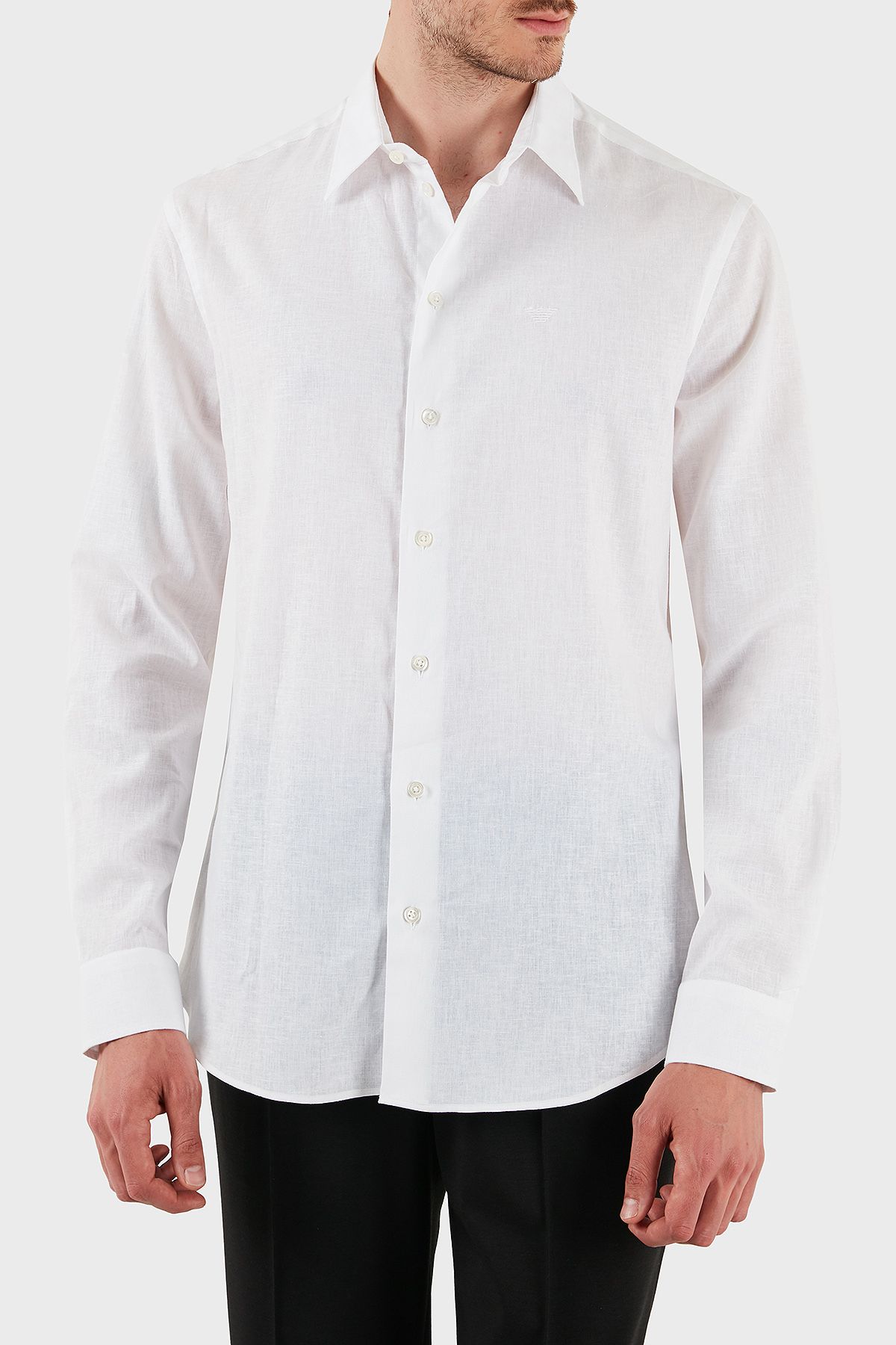 Emporio Armani Keten Karışımlı Regular Fit Klasik Yaka Gömlek Erkek GÖMLEK EM000099 TE14112 U0002