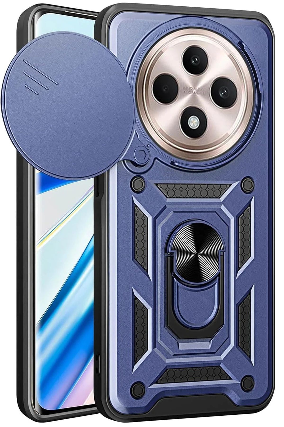 NewFace Xiaomi Redmi 14C Kılıf Pars Lens Yüzüklü Silikon - Lacivert GLSTD