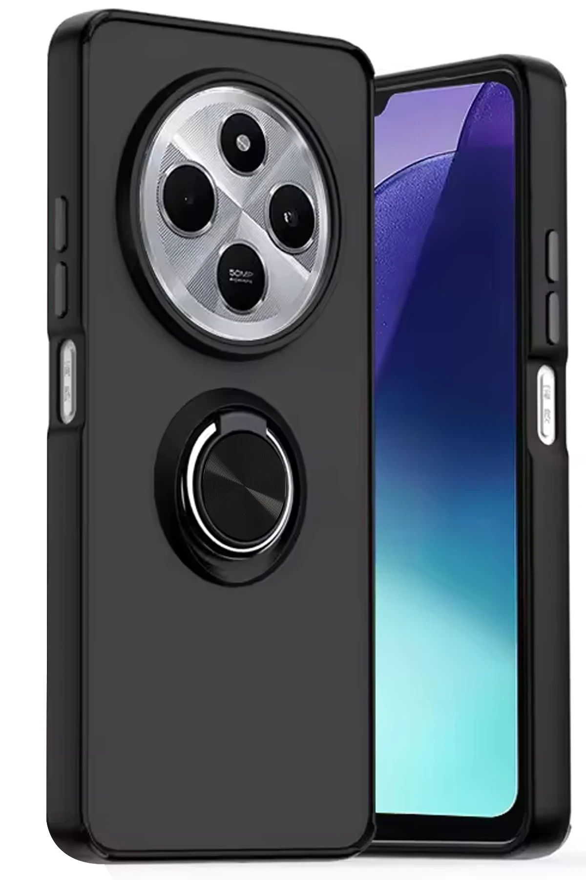 NewFace Xiaomi Redmi 14C Kılıf Montreal Yüzüklü Silikon Kapak - Siyah GLSTD