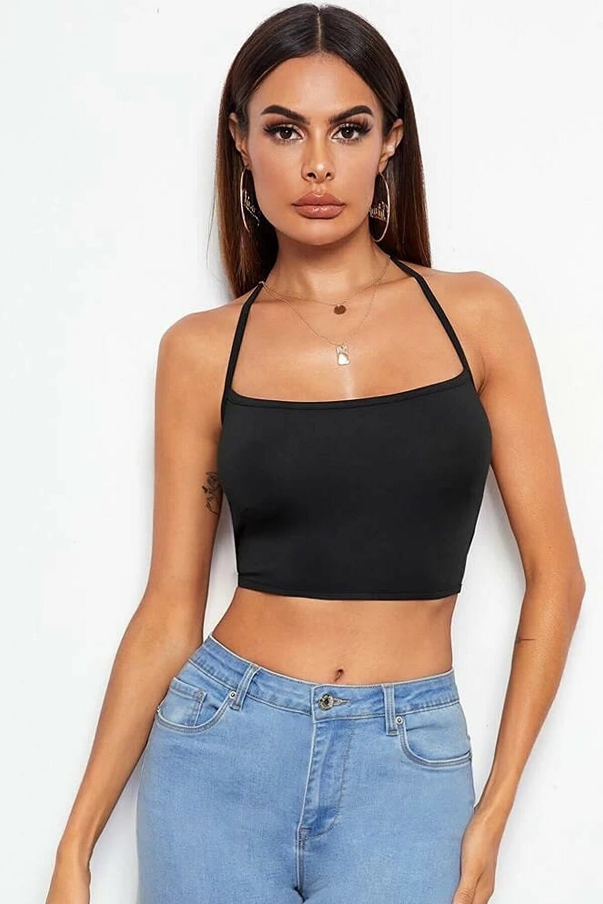 Dilara Boutique Kadın Siyah Belden Bağlamalı Şık Büstiyer