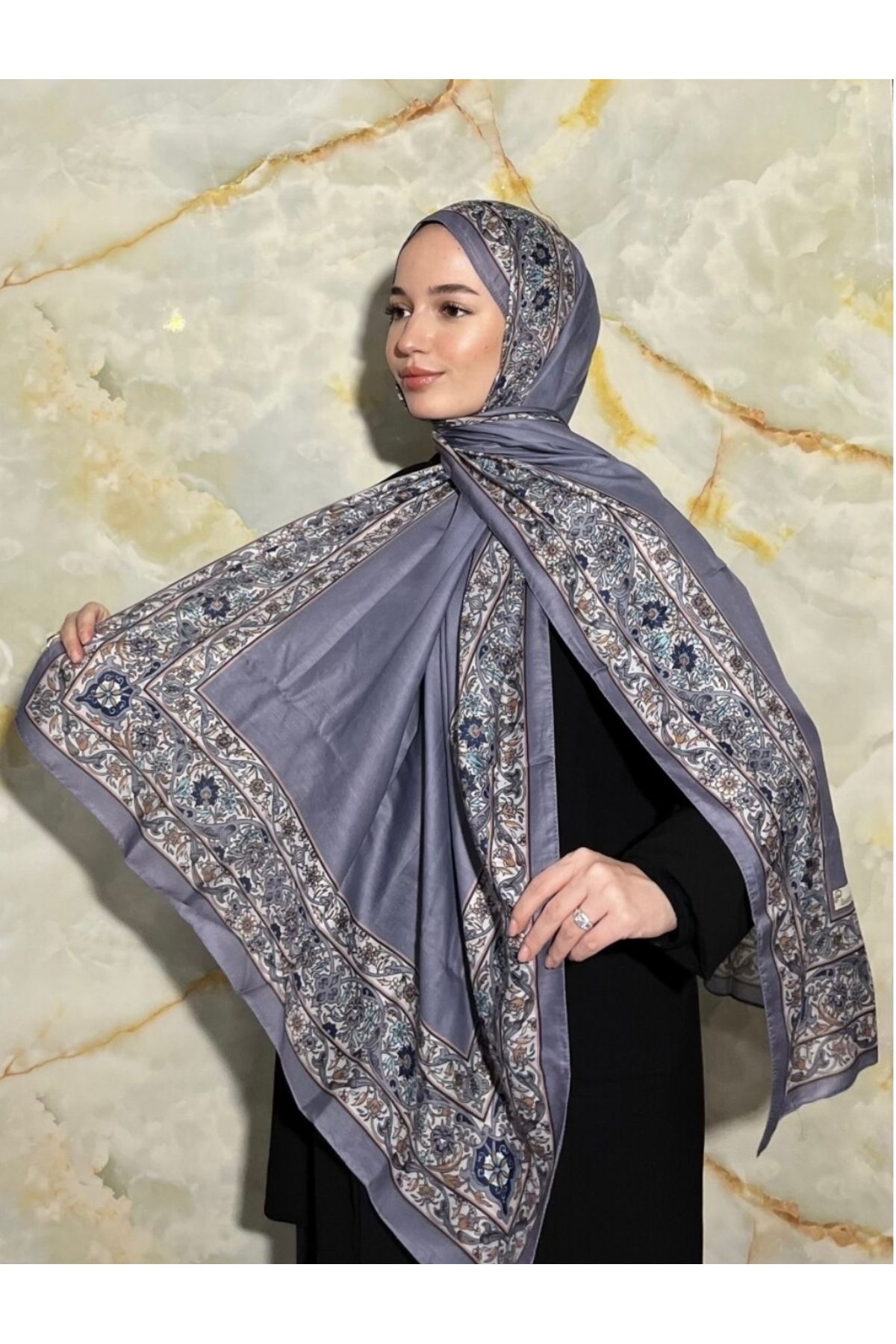 lune ROYAL DESEN ŞAL - BLUE LİLA