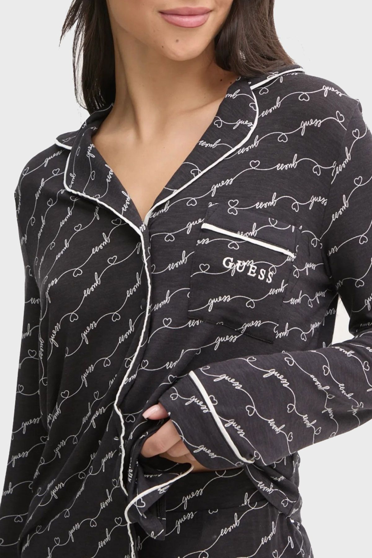 Guess-Sasha Patterned Regular Fit High Waist Loose Leg Modal Pajama Set O5Rx08Kcin2 Pajama Set 5