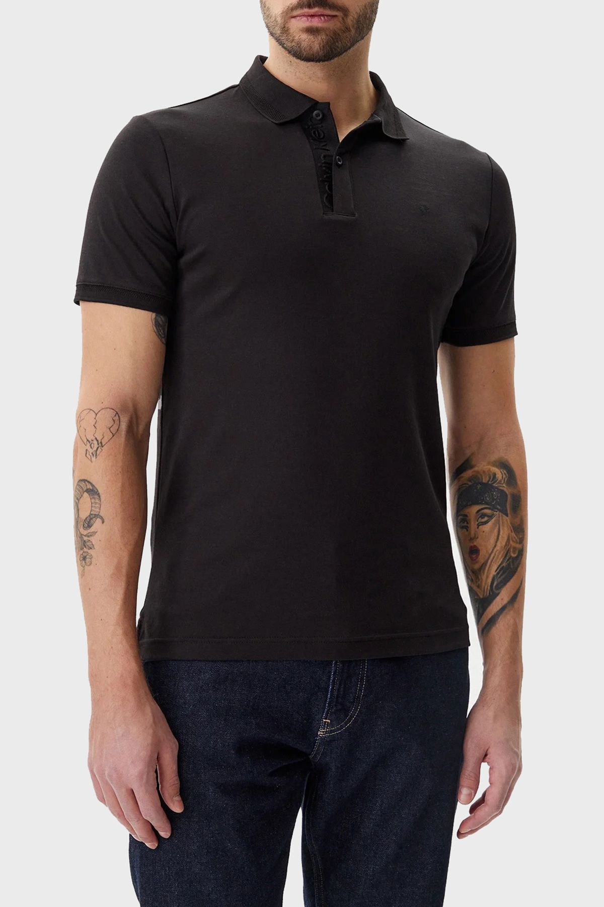Calvin Klein Logo Nakışlı Pamuklu Regular Fit Düğmeli Polo Yaka T Shirt K10K114135BEH Erkek POLO YAK