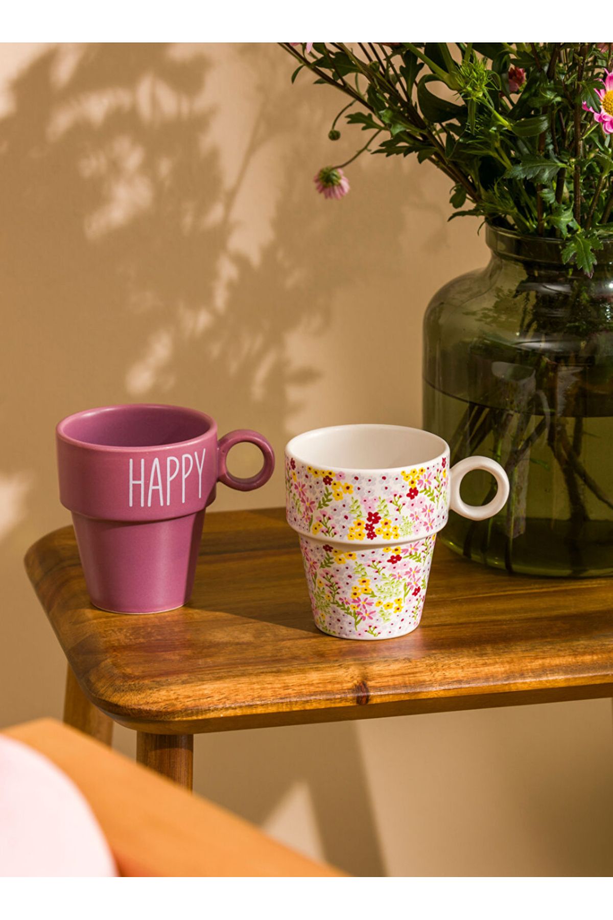 LC Waikiki LCW HOME Karişik Baskılı Seramik Kupa Seti 2'li 235 ml