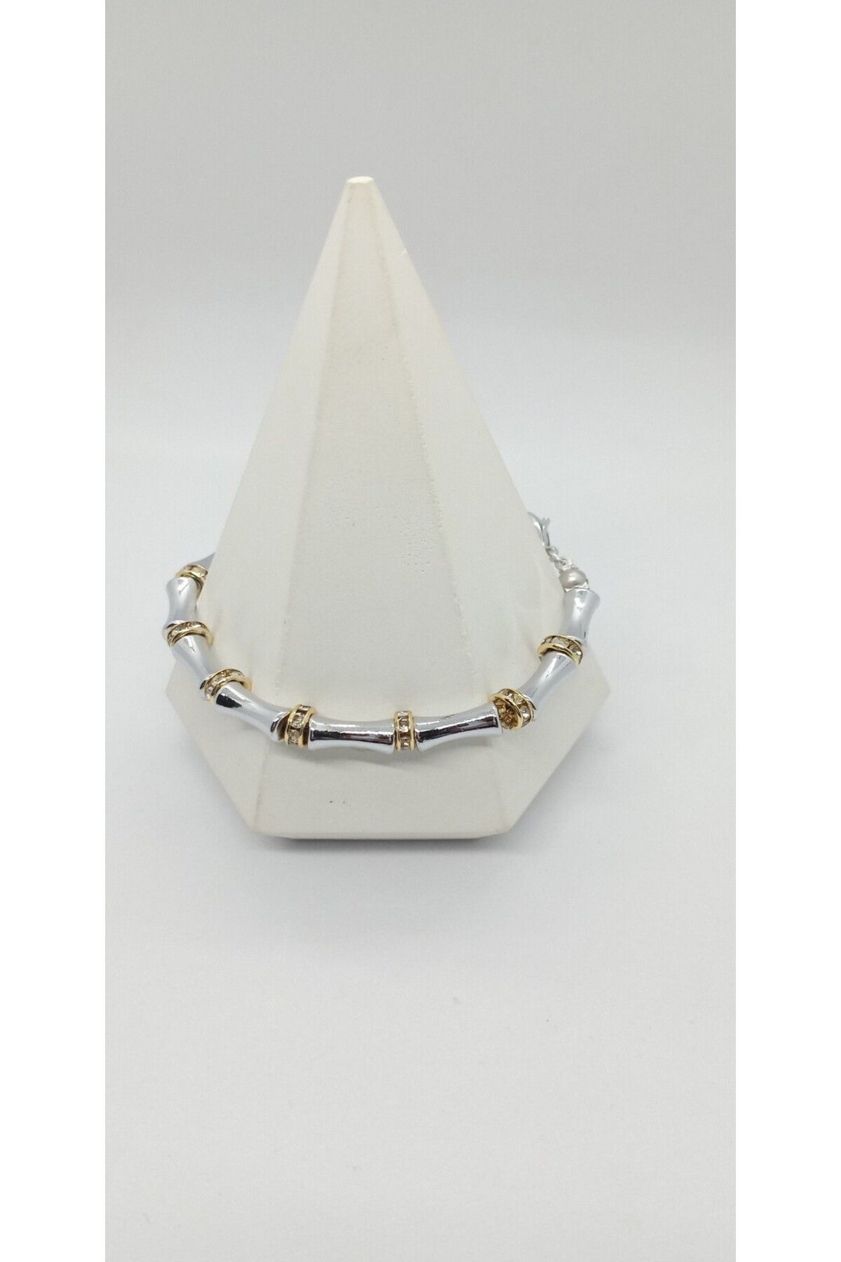 ndjewelry Silver Plaka ve Gold Detaylı Bileklik