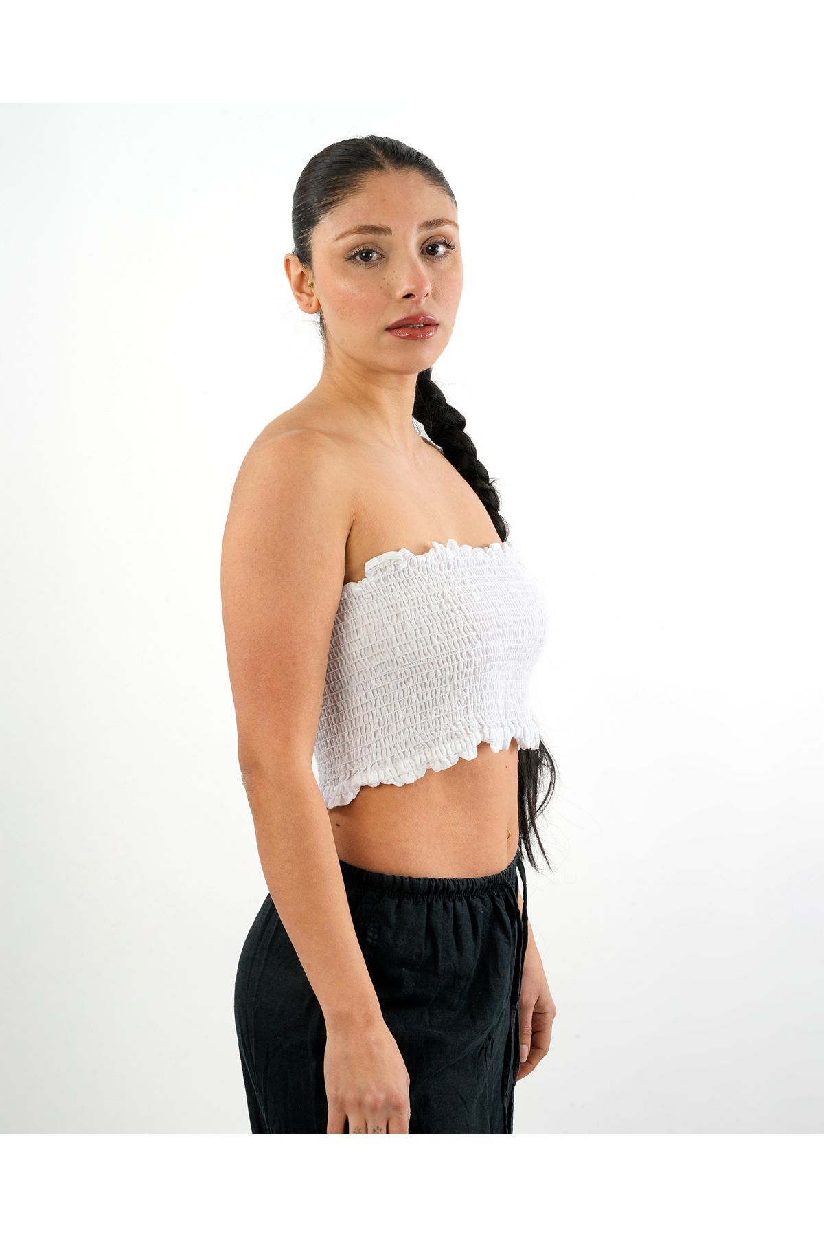 MODA Straplez vücudu saran crop