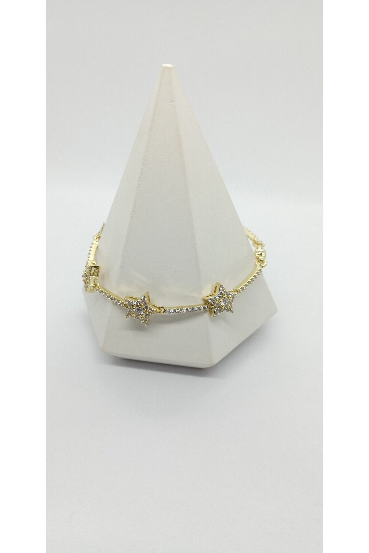 ndjewelry Gold Renk Taş Detaylı Yıldızlı Bileklik