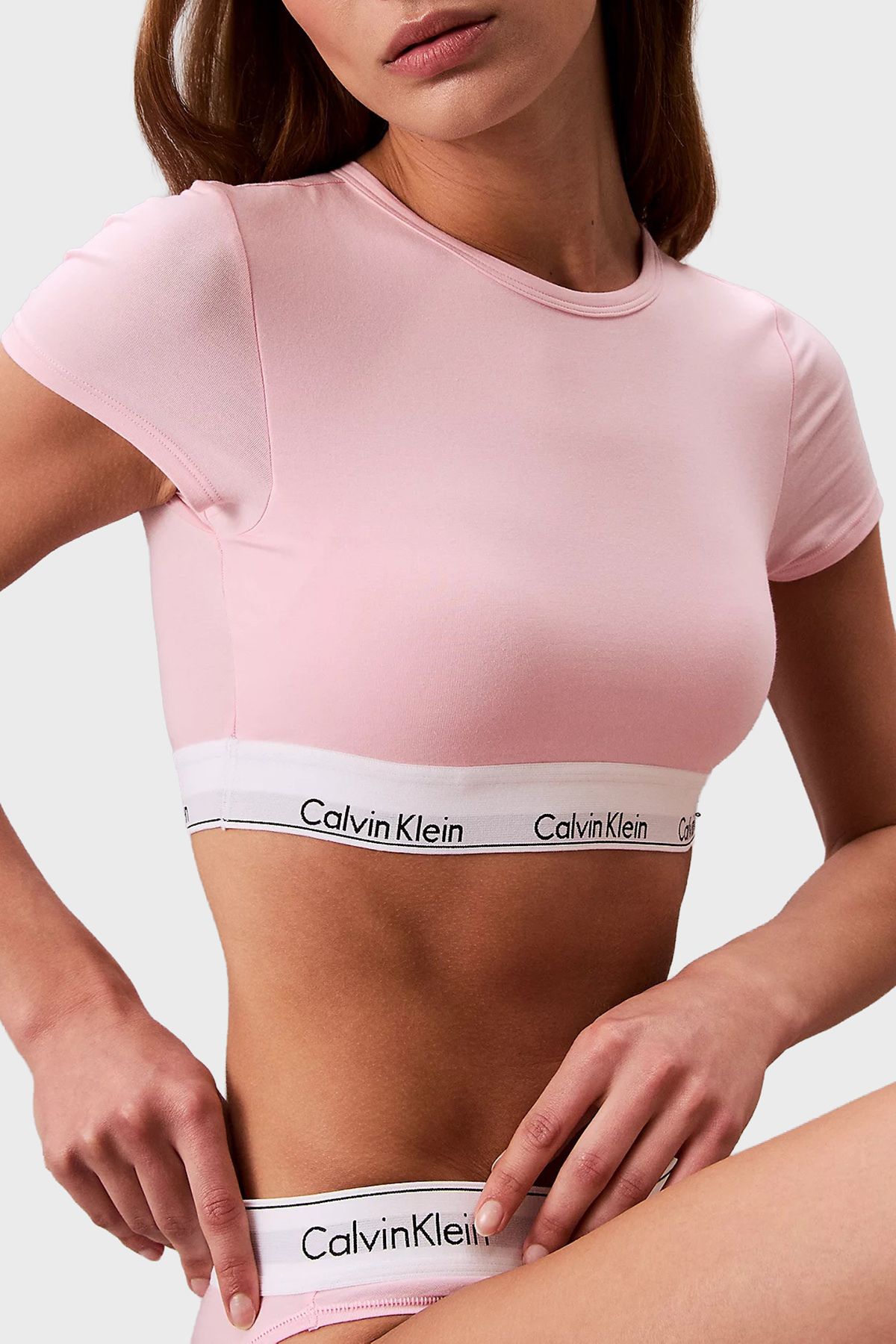 Calvin Klein Pamuk ve Modal Karışımlı Slim Fit Logolu Top LV00QF7213SQL TOP LV00QF7213 SQL
