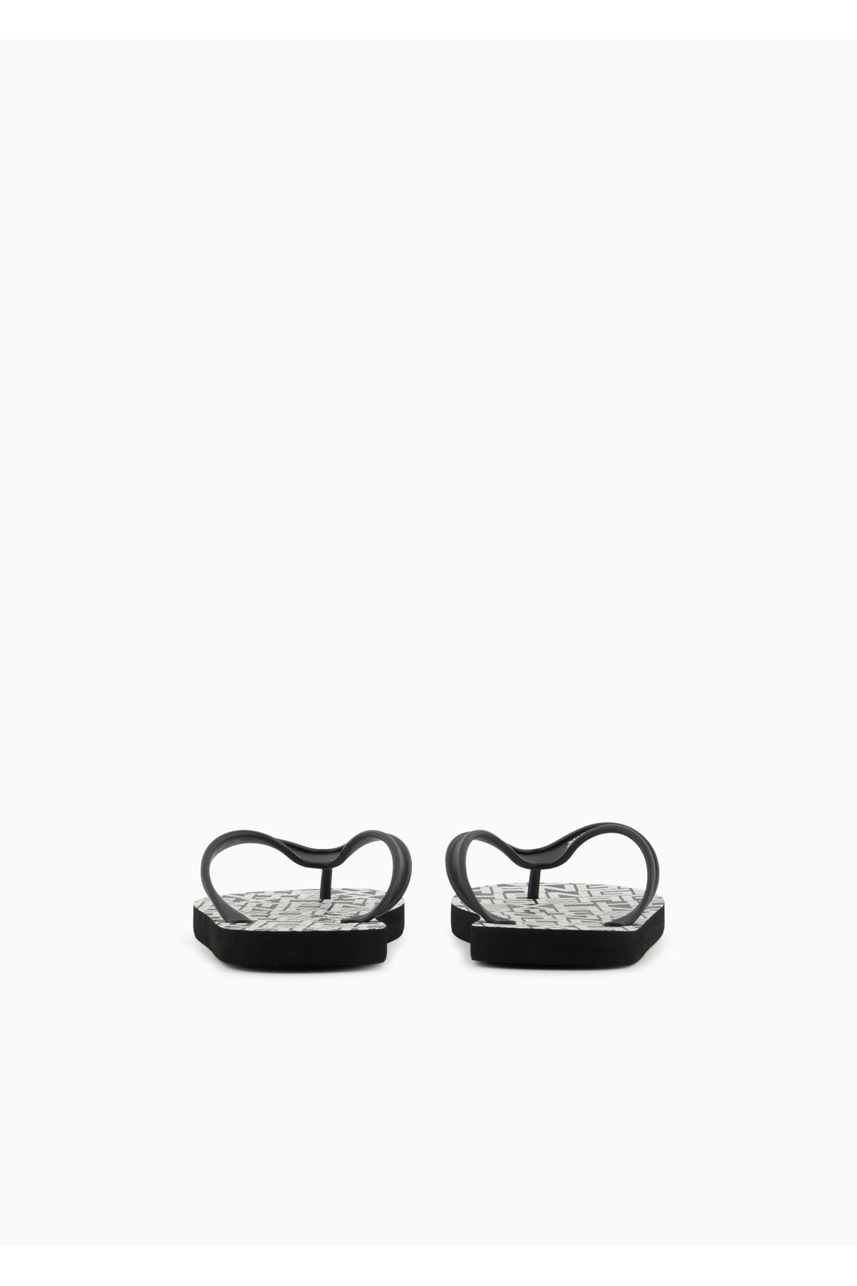 Armani Exchange-Unısex Flip Flops cu talpă plată și confortabilă cu logo-ul mărcii texturat negru și alb XUQ002 XV676-N814 4