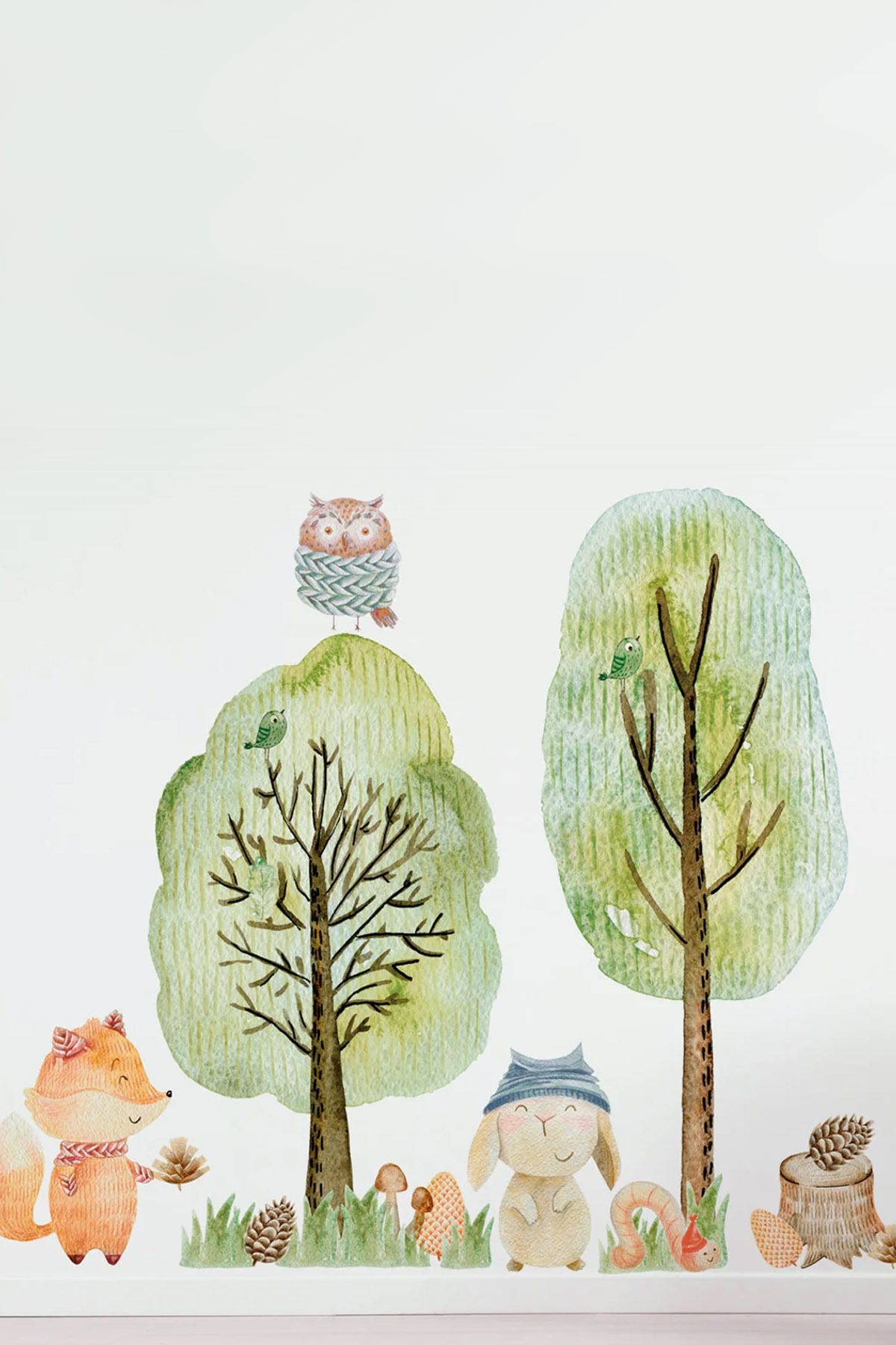 KT Decor Woodland Sevimli Orman Arkadaşları Çocuk Odası Duvar Sticker Seti