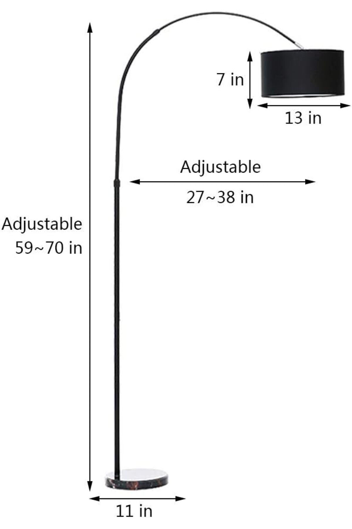 1st-Adjustable Height Arched Floor Lamp with Fabric Shade 2