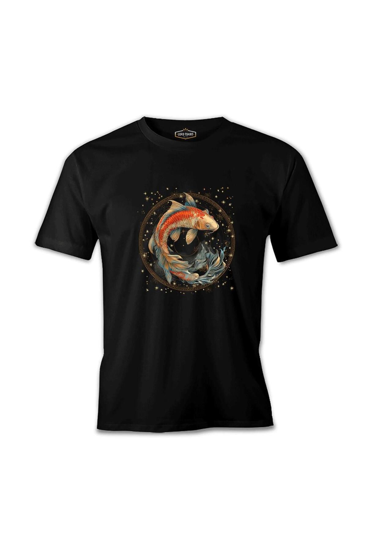 Lord T-Shirt Burçlar - Balık Siyah Erkek Tshirt