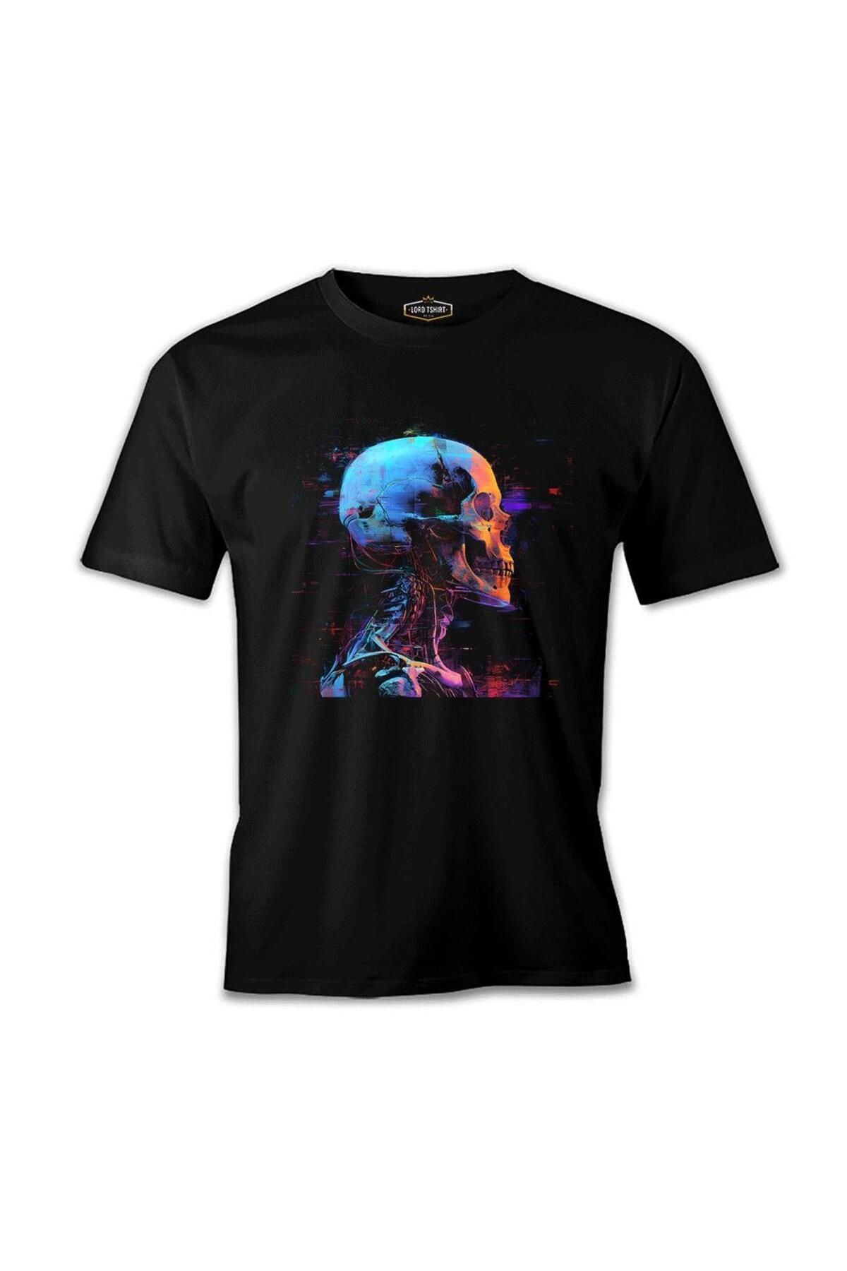 Lord T-Shirt Dijital Rüya - Siberpunk Kurukafa Baskılı Siyah Erkek Tshirt