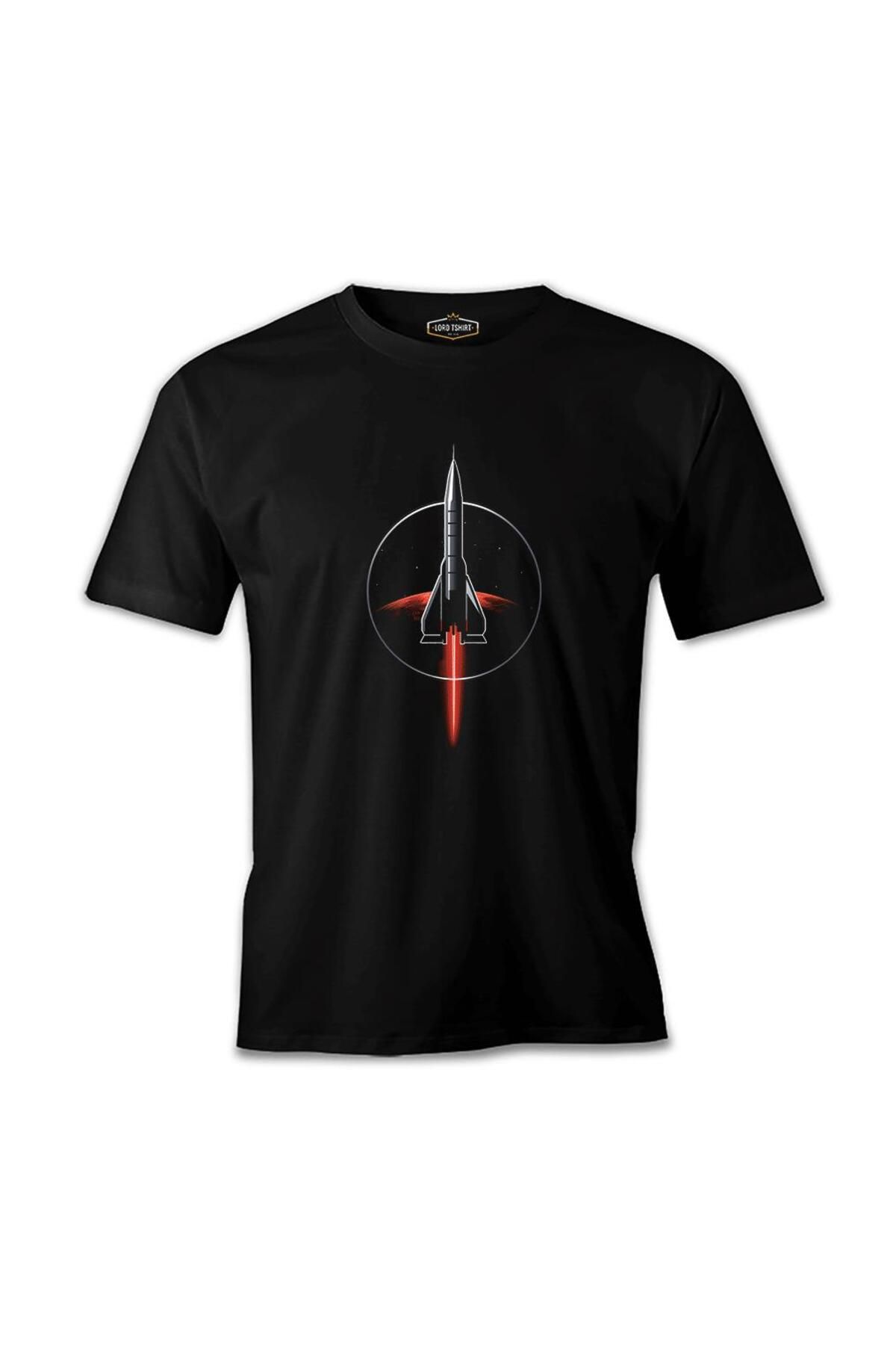 Lord T-Shirt Mars - Nasa Roket Siyah Erkek Tshirt