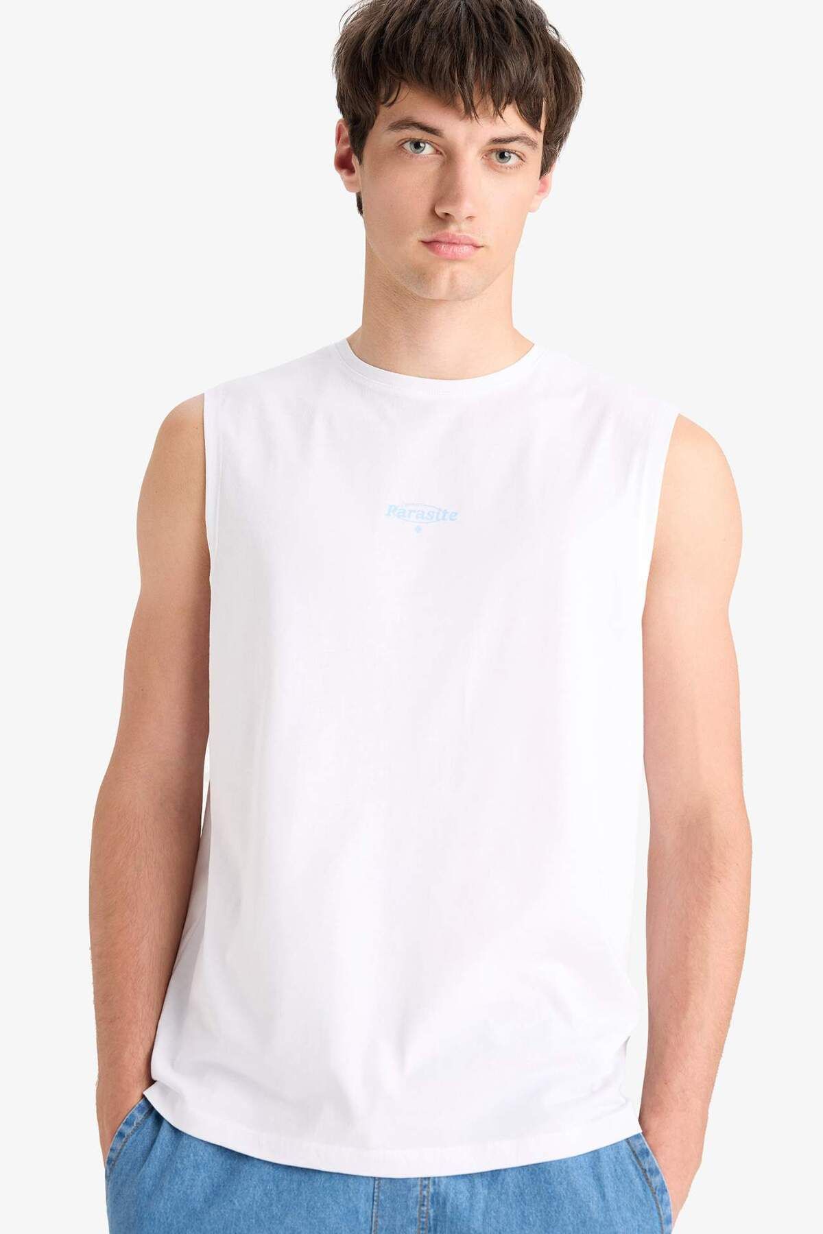 DeFacto %100 Pamuk Regular Fit Bisiklet Yaka Baskılı Atlet E5188AX25SM