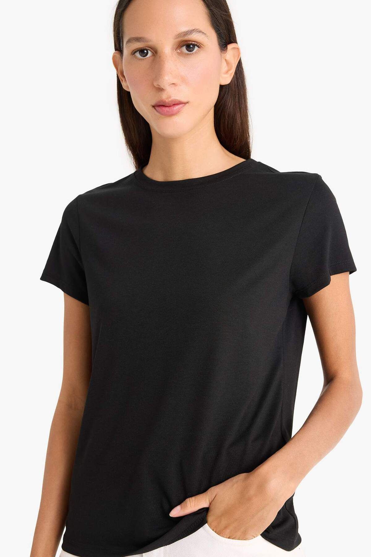 DeFacto Regular Fit Bisiklet Yaka Basic Düz Kısa Kollu Tişört F4213AXNS
