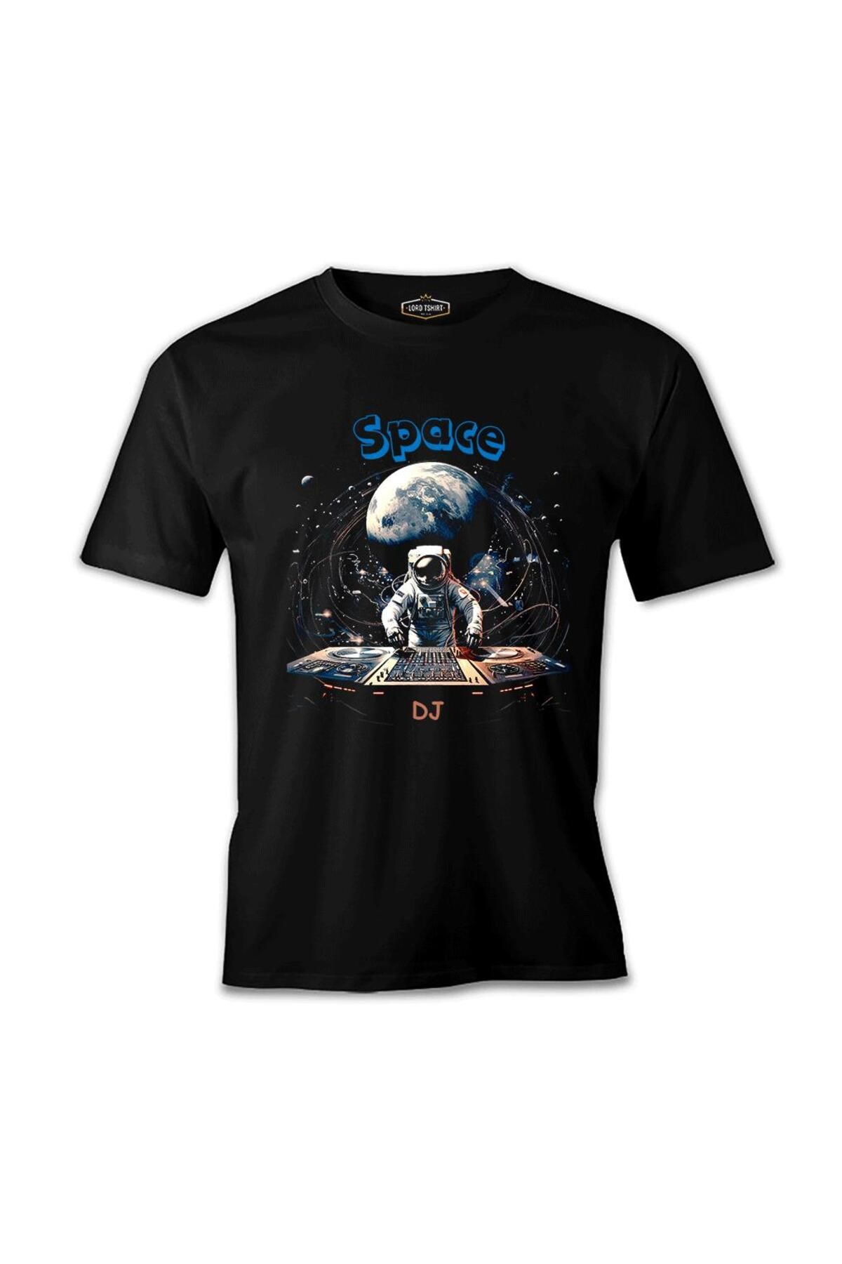Lord T-Shirt Uzay - Astronot DJ Siyah Erkek Tshirt
