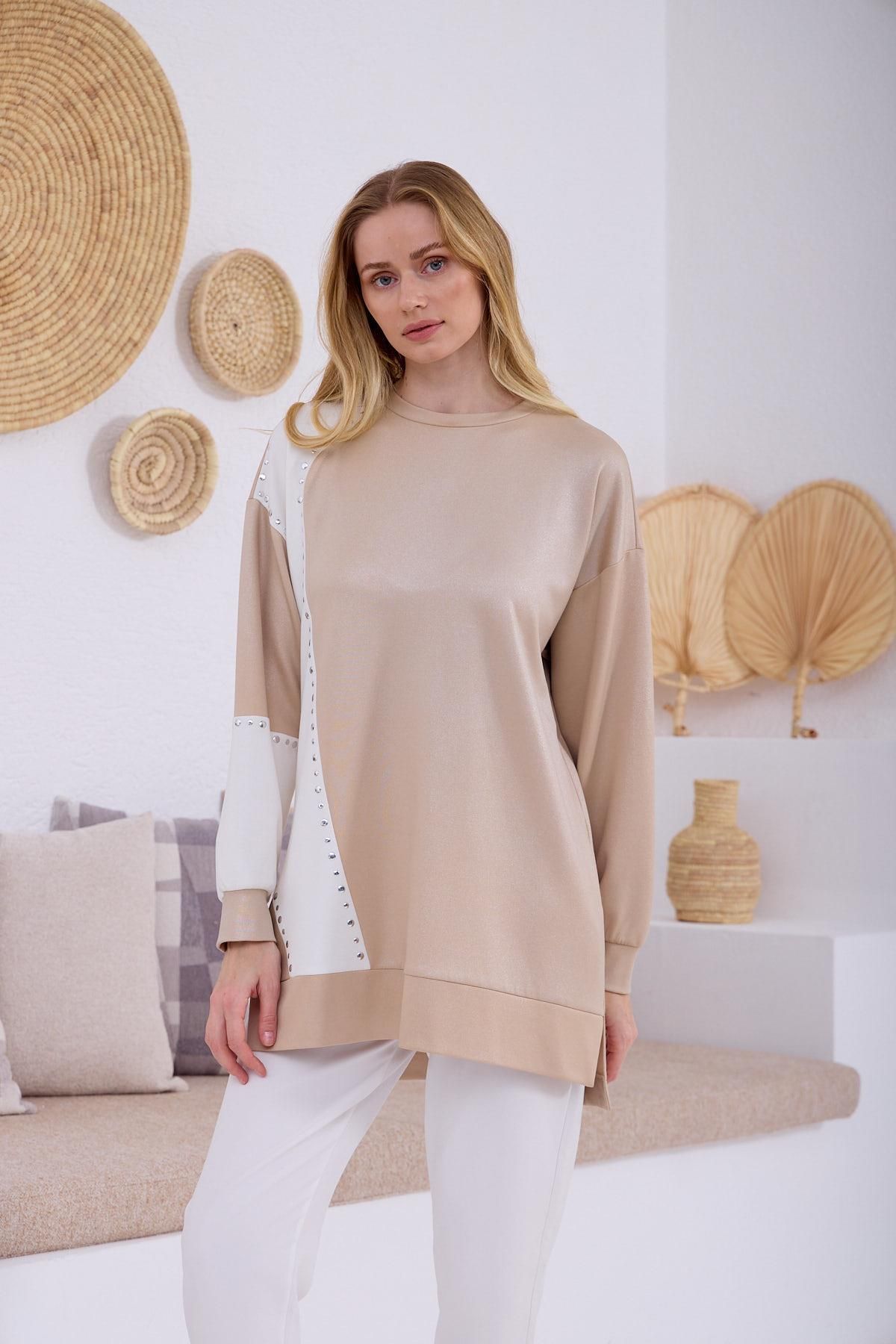 Moodbasic-Mb21.307 Moodbasic Self-Silvery Modal Tunic 1