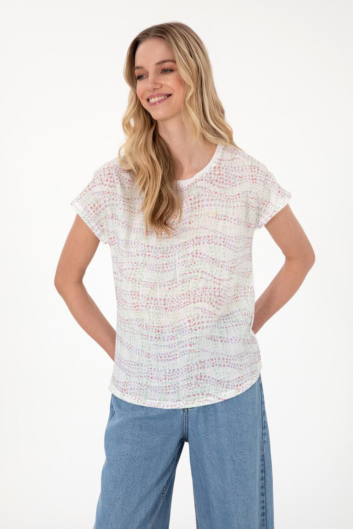 Aydınlı Kadın U.S. Polo Desenli T-Shirt 2104336