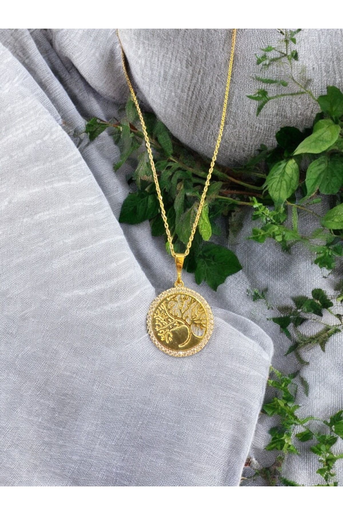 SOFT 925 AYAR KOMPLE GÜMÜŞ 14-K GOLD KAPLAMA SEÇENEKLİ ÖZEL KUTULU HAYAT AĞACI KOLYE