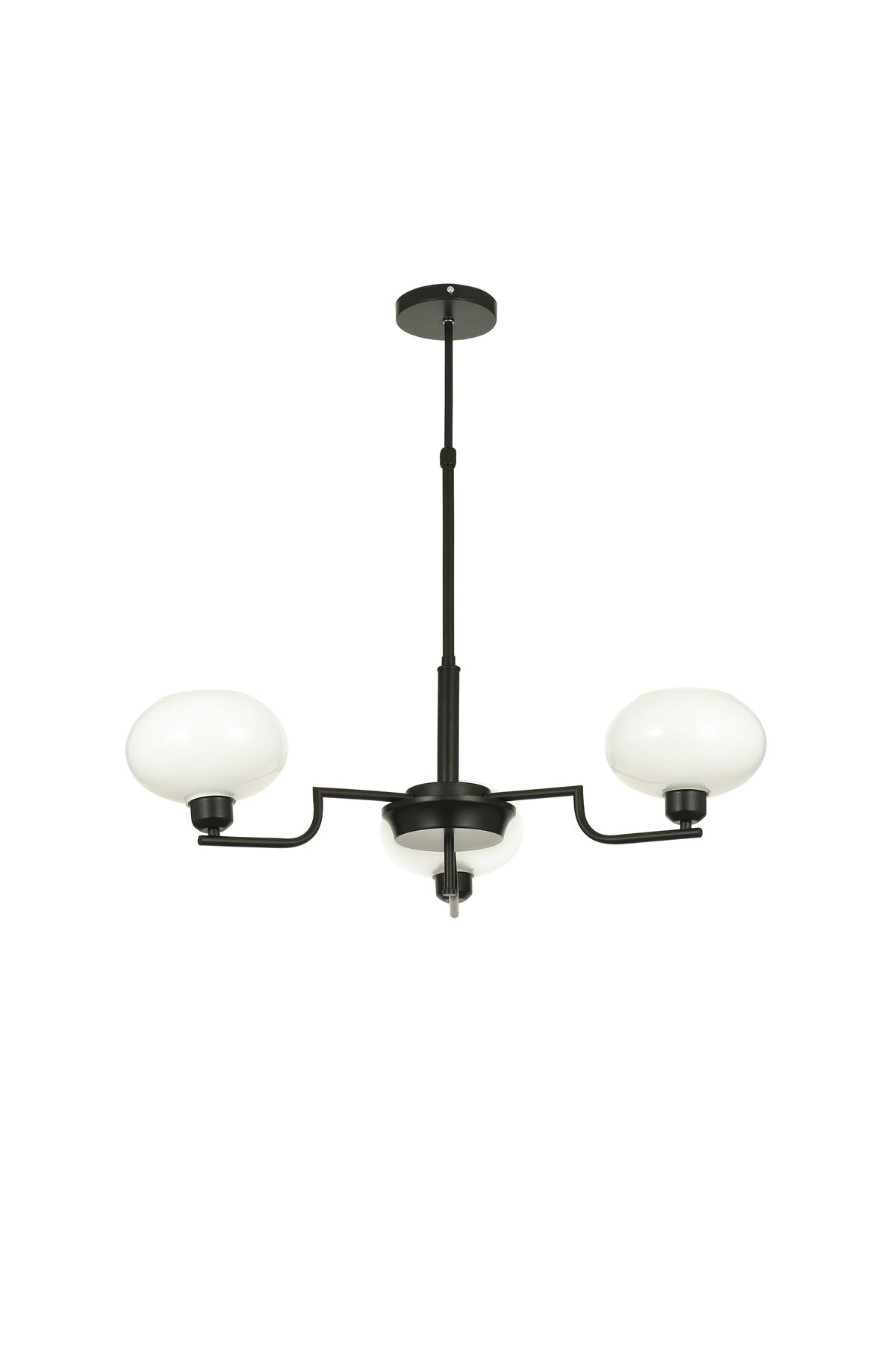 Avizemoda Vanna 3 lü Beyaz Camlı Salon Oturma Odası Modern Sarkıt Avize - (Siyah)