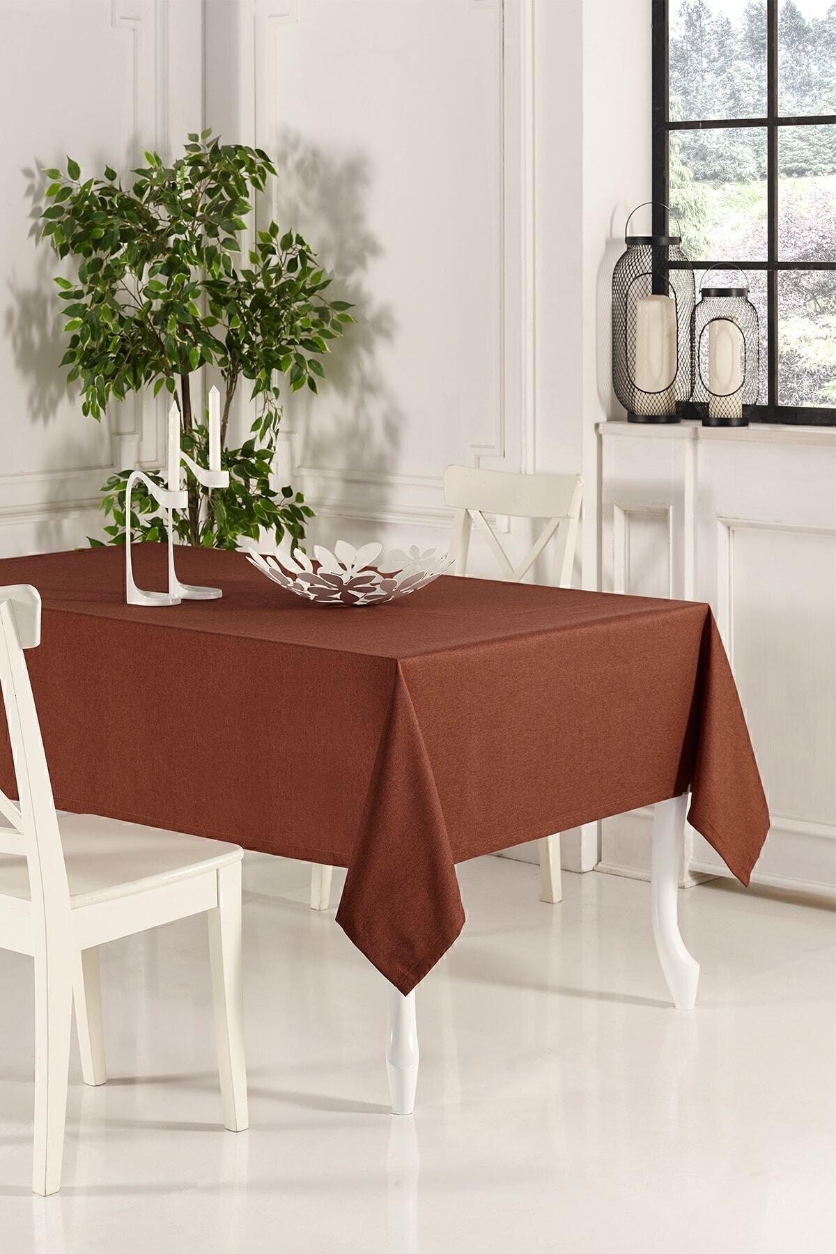 ASDİVA Kiremit Masa Örtüsü 160x220 cm Sade Dekoratif Mutfak Salon Restoran Kafe