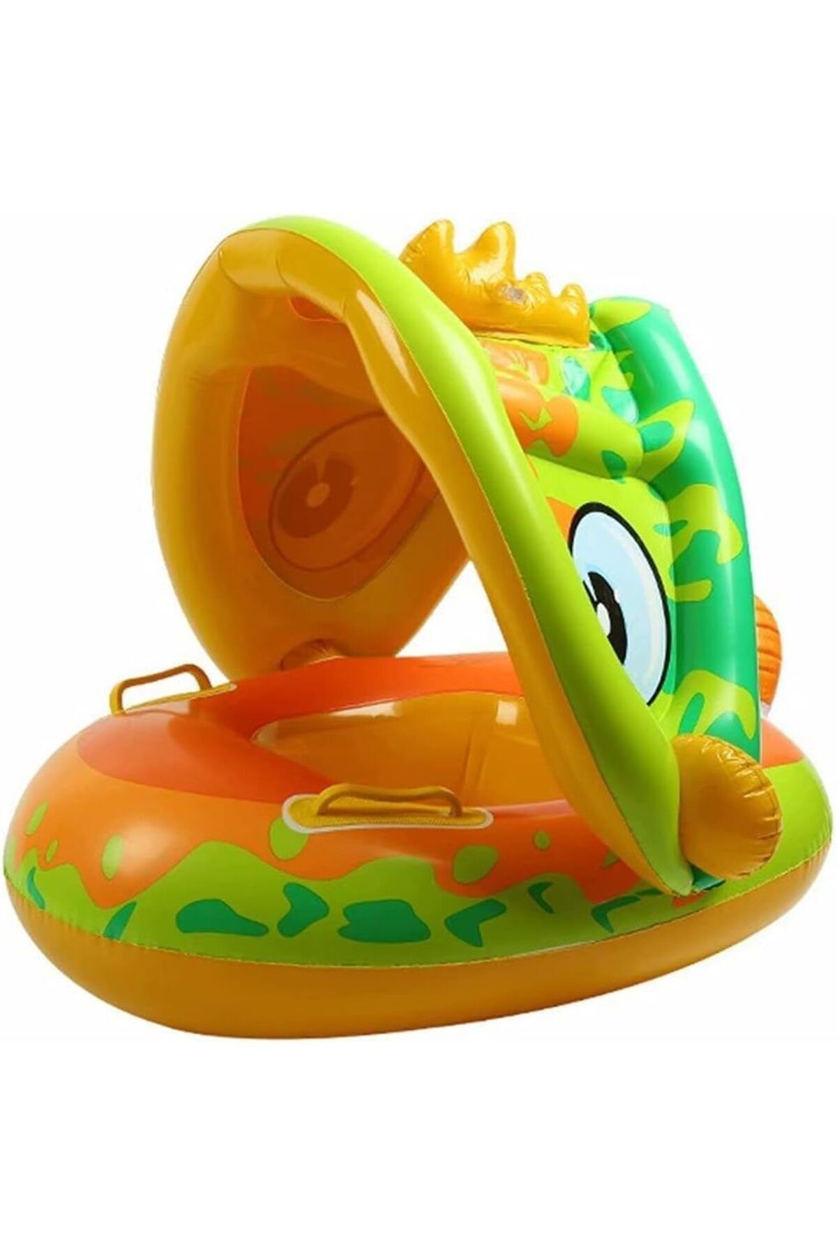 MİLKYADATOYS DİNOZOR ŞEKİLLİ BABY FLOAT BEBEK YÜZME SİMİDİ GÜNEŞLİKLİ KAPANIR AÇILIR DİNO YEŞİL
