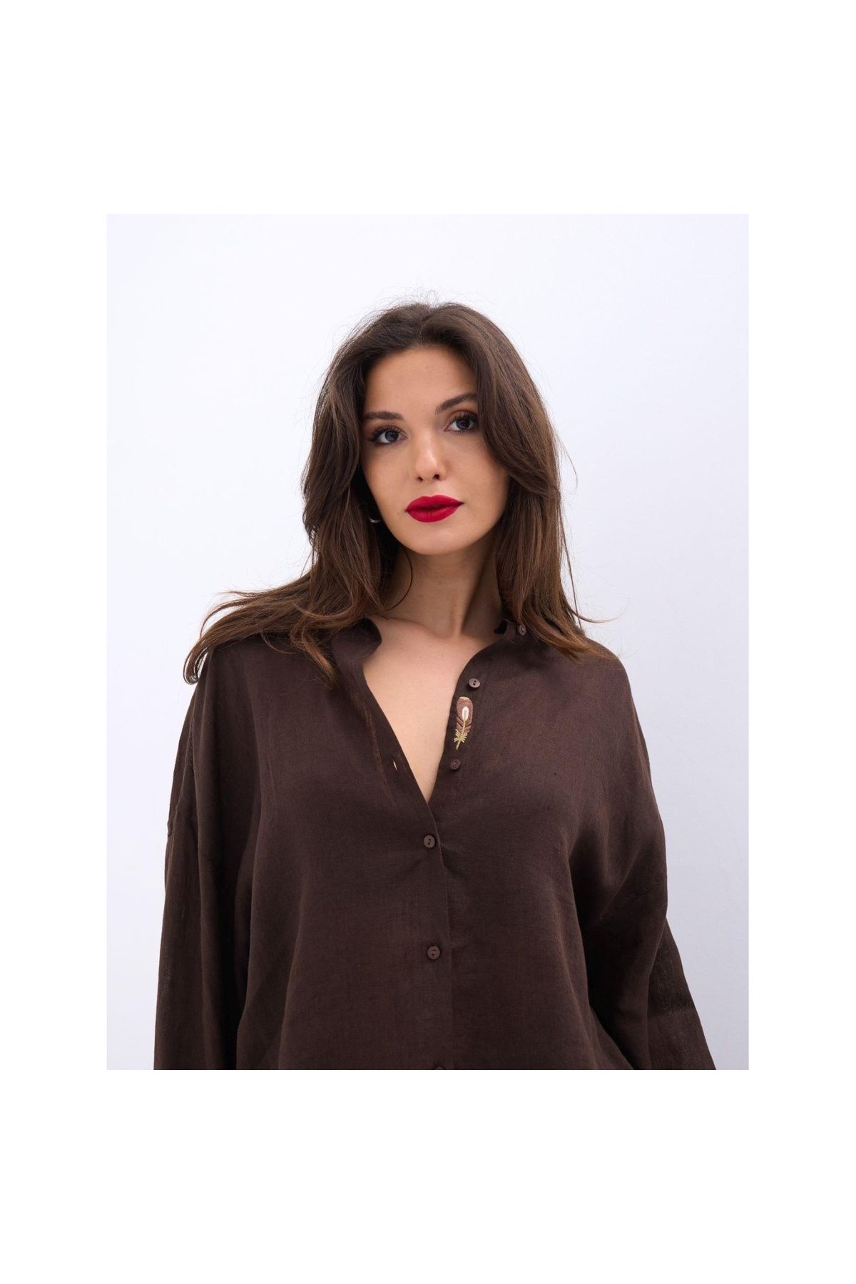 LUCKY LİFE Lucky Life Kadın GÖMLEK-KAHVE