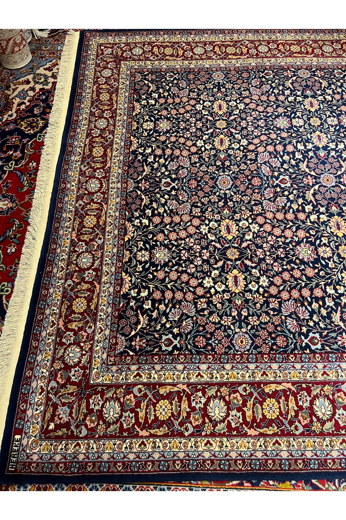 RD RAMAZAN DAĞ EL HALI SANATI El Dokuma Hereke Halısı İmzalı Yedi Dağın Çiçeği Muhteşem Bir Eser Ebat 290x200.