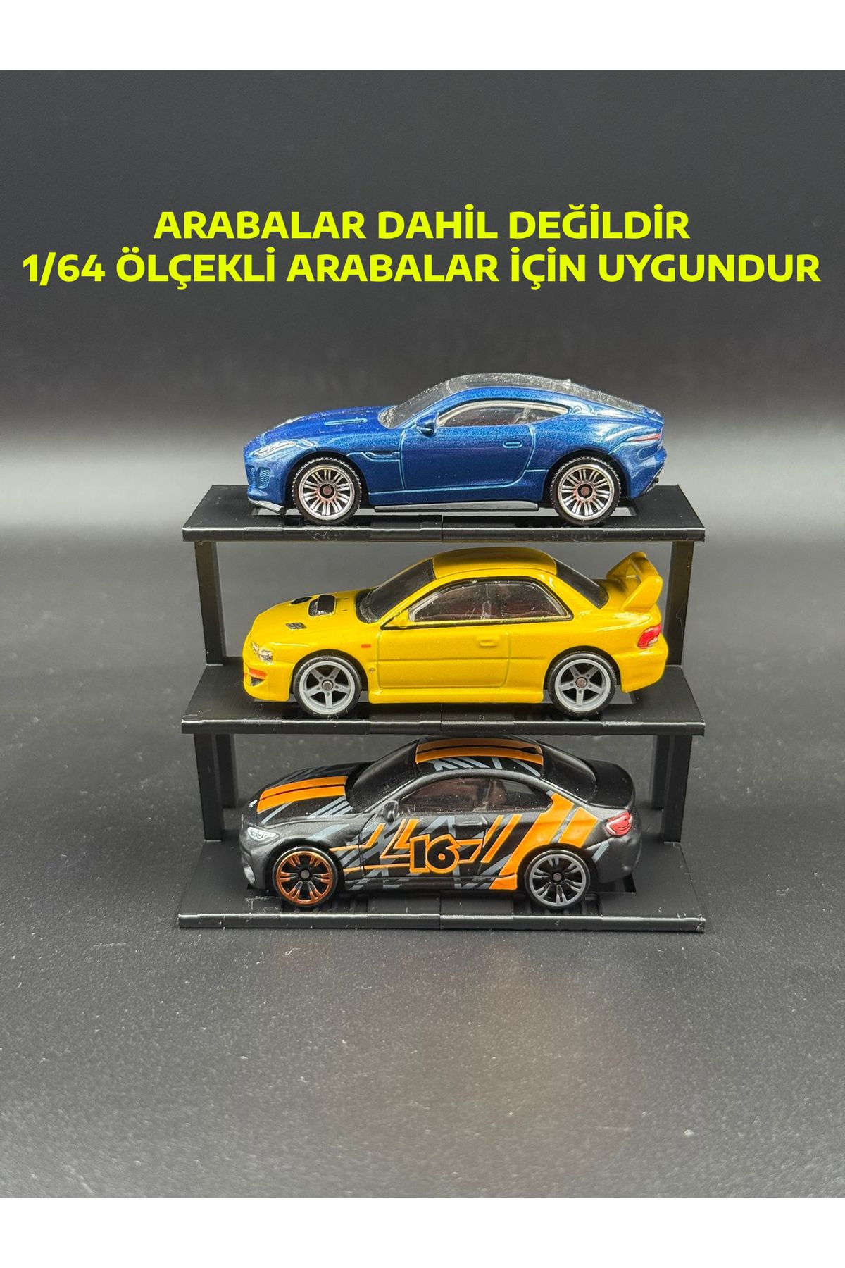HOT WHEELS 1:64 Ölçek Araç Sergileme Standı - 3 Araçlık - Siyah
