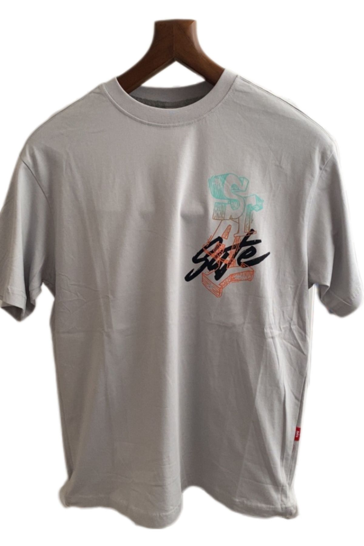 Retro T-shirt ön arka baskılı bol kesim