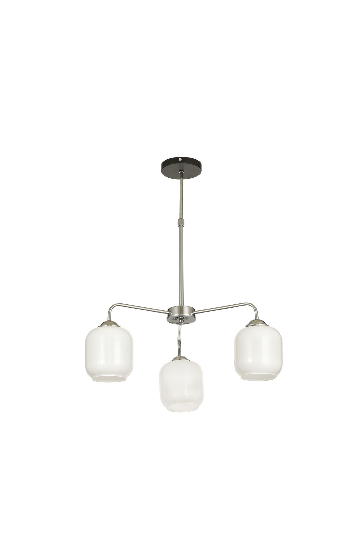 Avizemoda Siena 3 lü Beyaz Camlı Salon Oturma Odası Modern Sarkıt Avize - (Krom Kaplama)