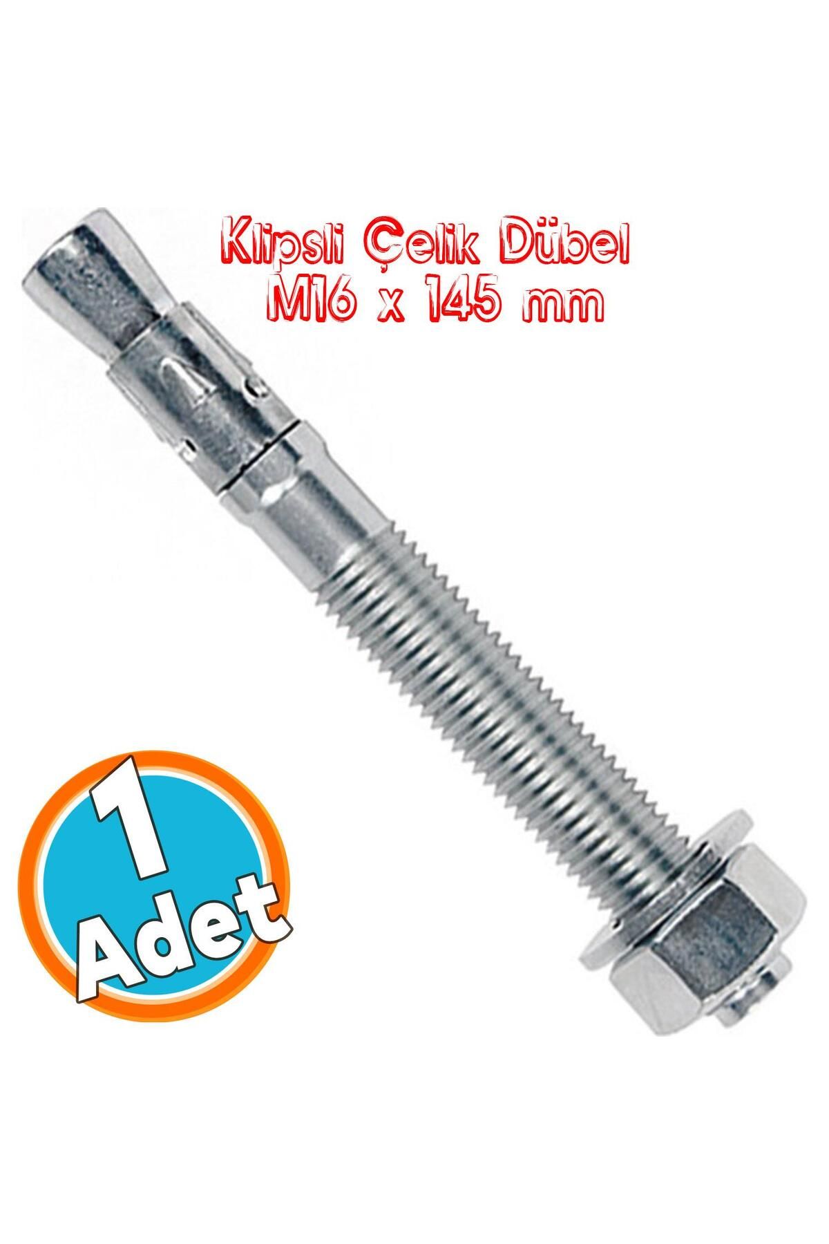 NZB Saplamalı Klipsli Çelik Dübel M16x145 mm Raf Montaj Bağlantı Zemin Monte Tavan Beton Asma Aparat