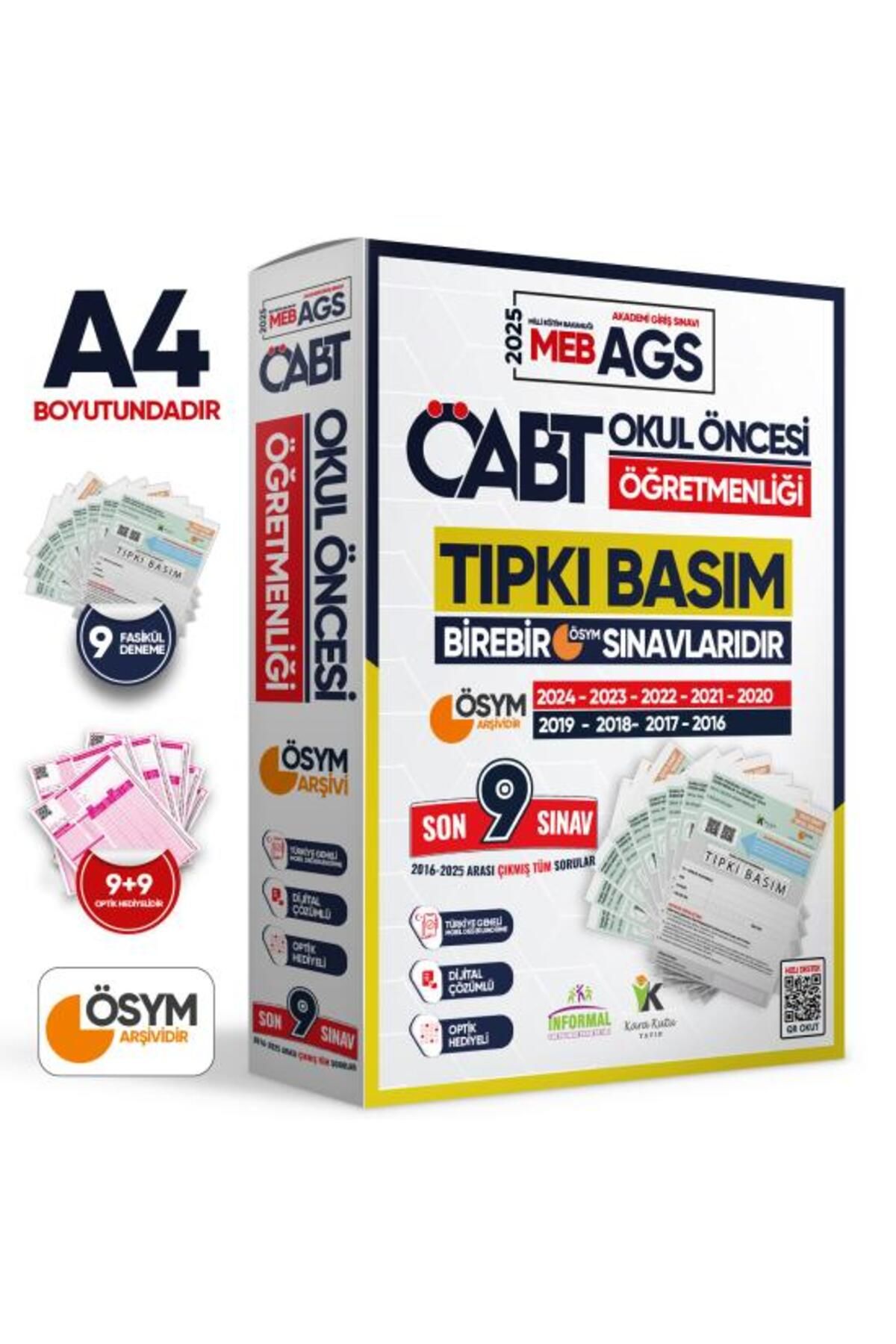 Karakutu Yayınları 2025 MEB-AGS ÖABT OKUL ÖNCESİ Öğretmenliği ÖSYM Tıpkı Basım 9lu Deneme Paketi Çözümlü Türkiye Geneli