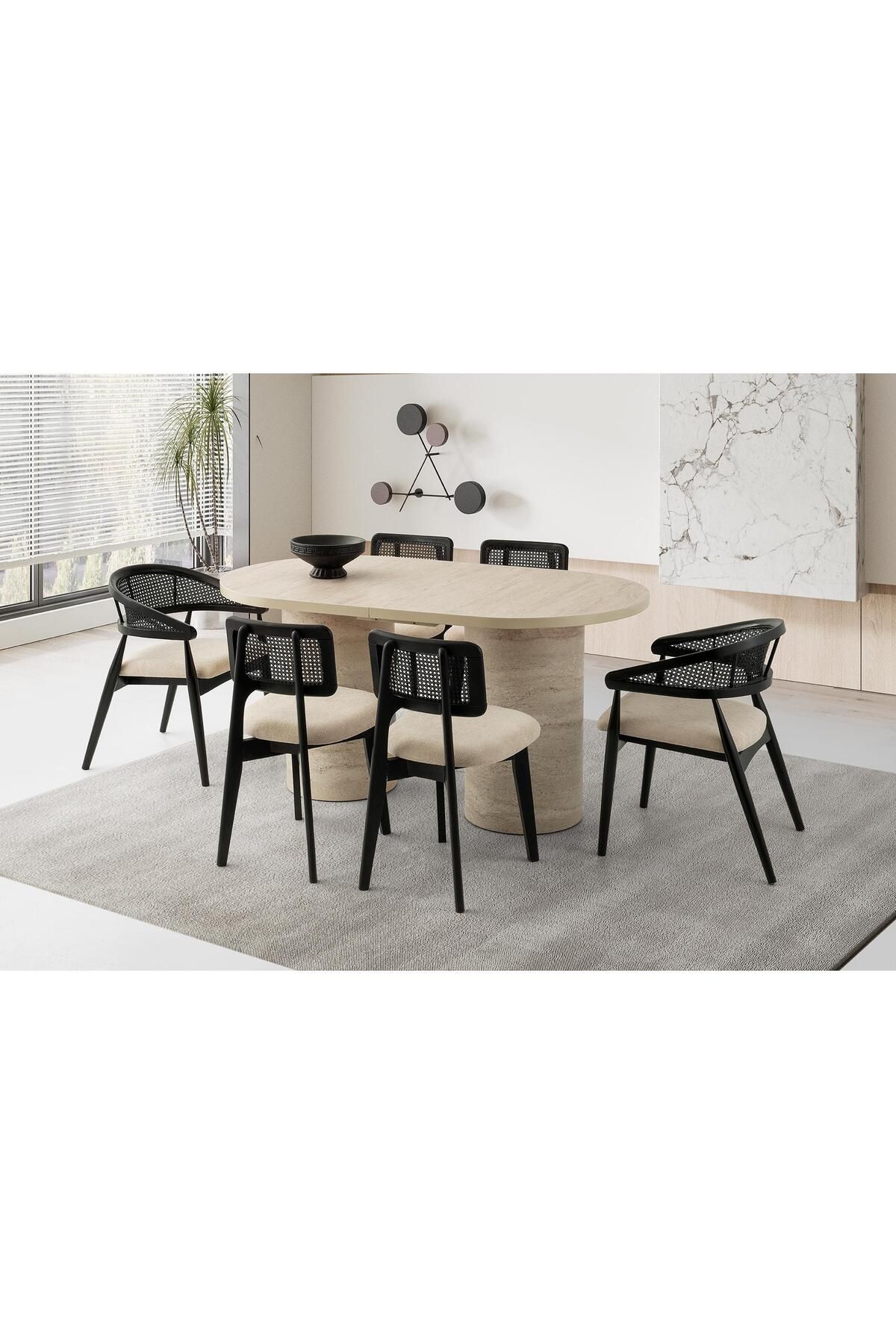 Levent Mobilya Aksesuar TRUVA MASA, VERDA&ZİON SANDALYE, SİDON, 160x90