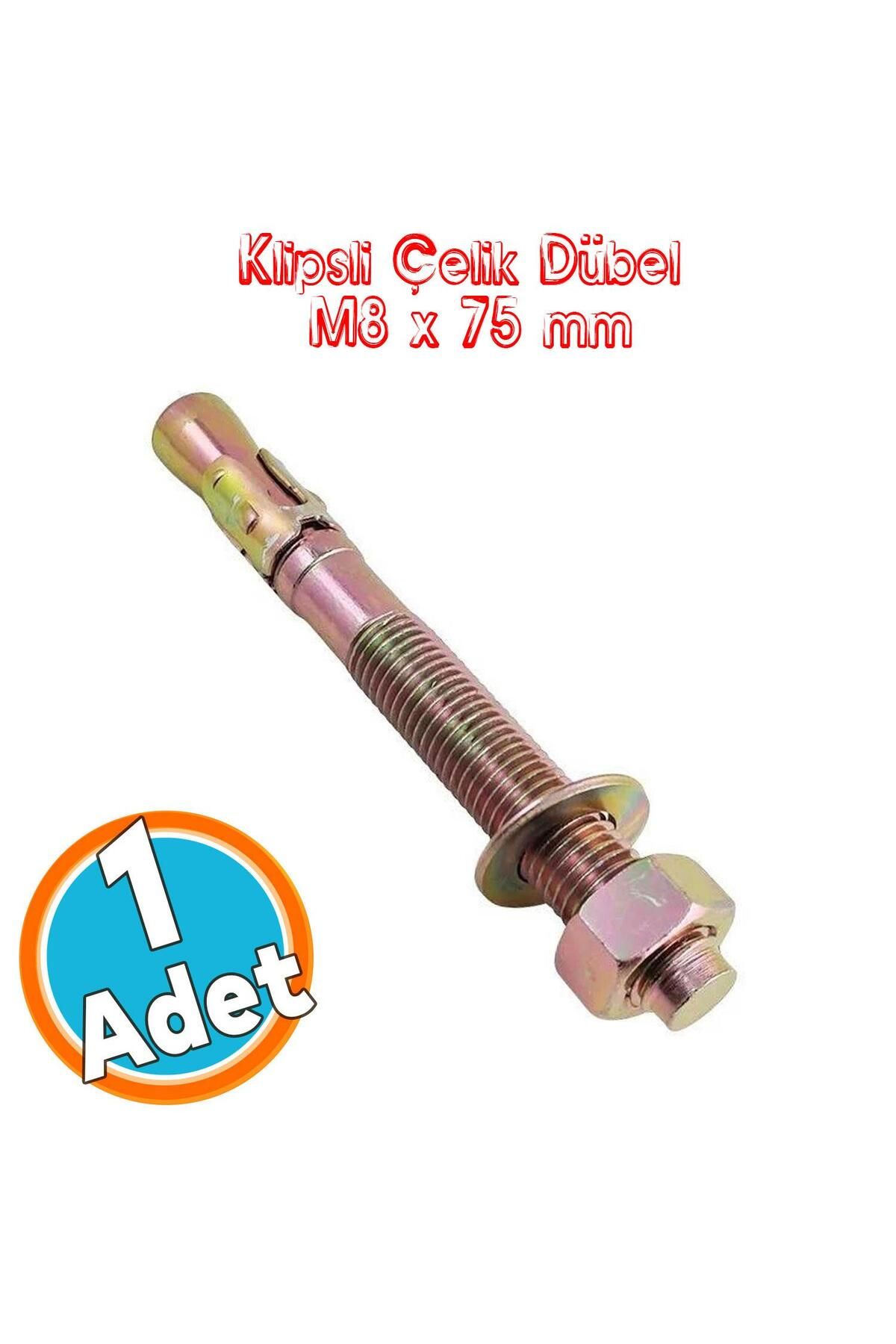 NZB Klipsli Saplamalı Çelik Dübel M8x75 mm Raf Montaj Bağlantı Zemin Monte Tavan Beton Asma Aparat