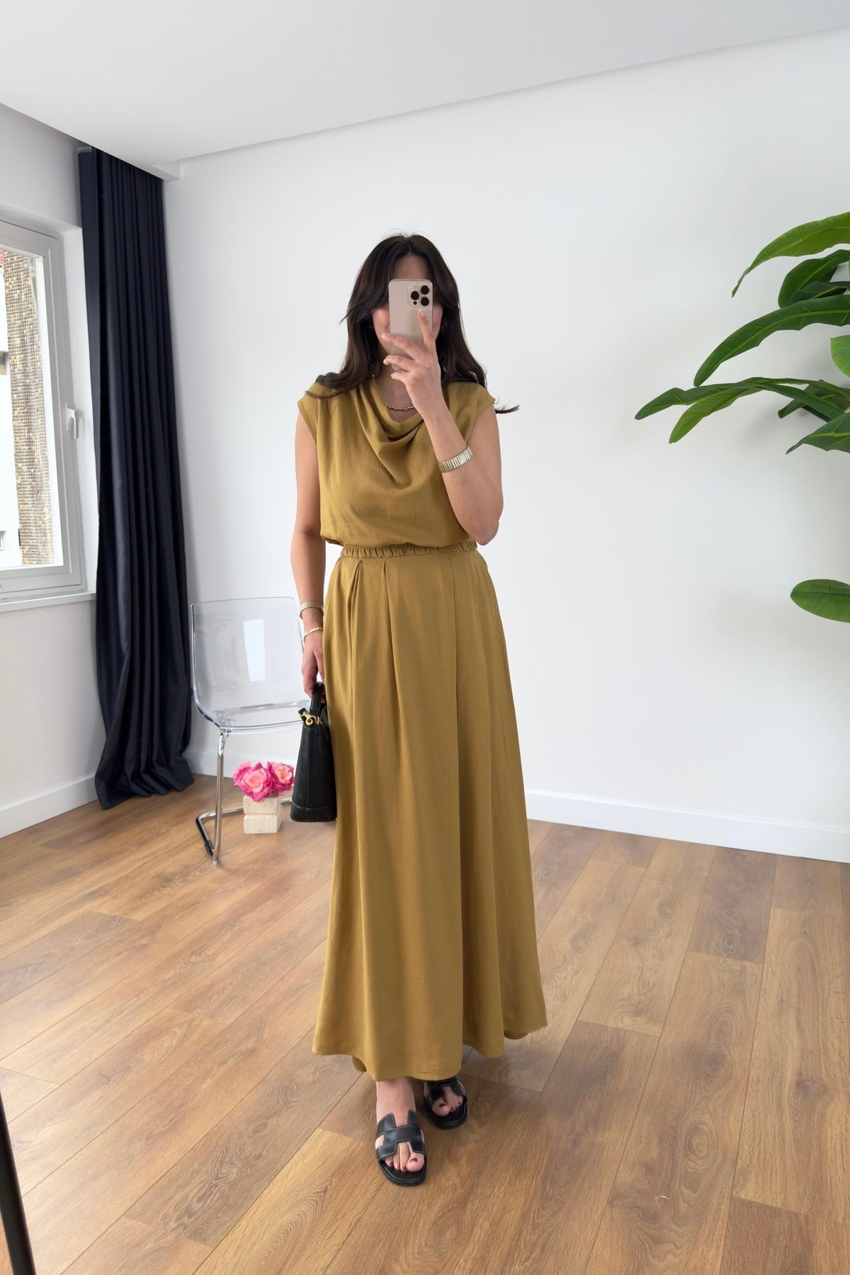 BİRCANÇİL Froza Camel Degaje Yaka Etekli Takım