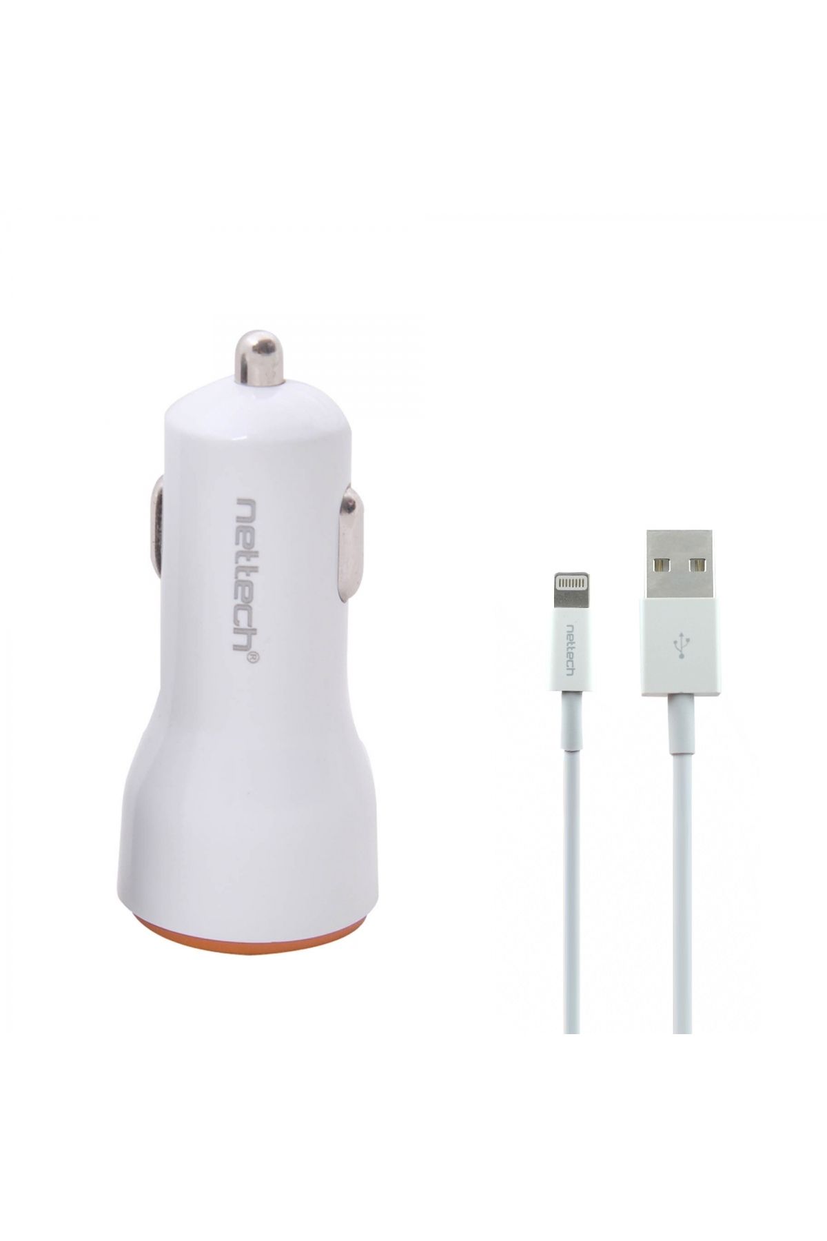 Nettech ANT-13 5W 2 Çıkışlı Lightning Kablo + Araç Şarj Aleti