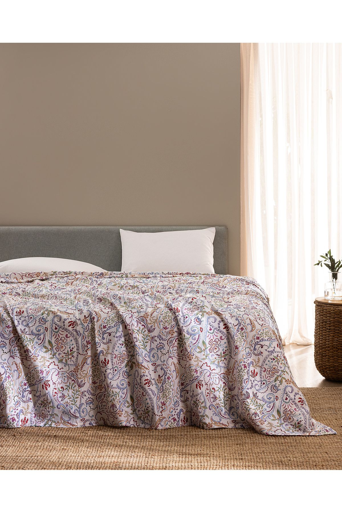 Madame Coco Emmy King Size Pamuklu Ecocell Baskılı Pike - Renkli