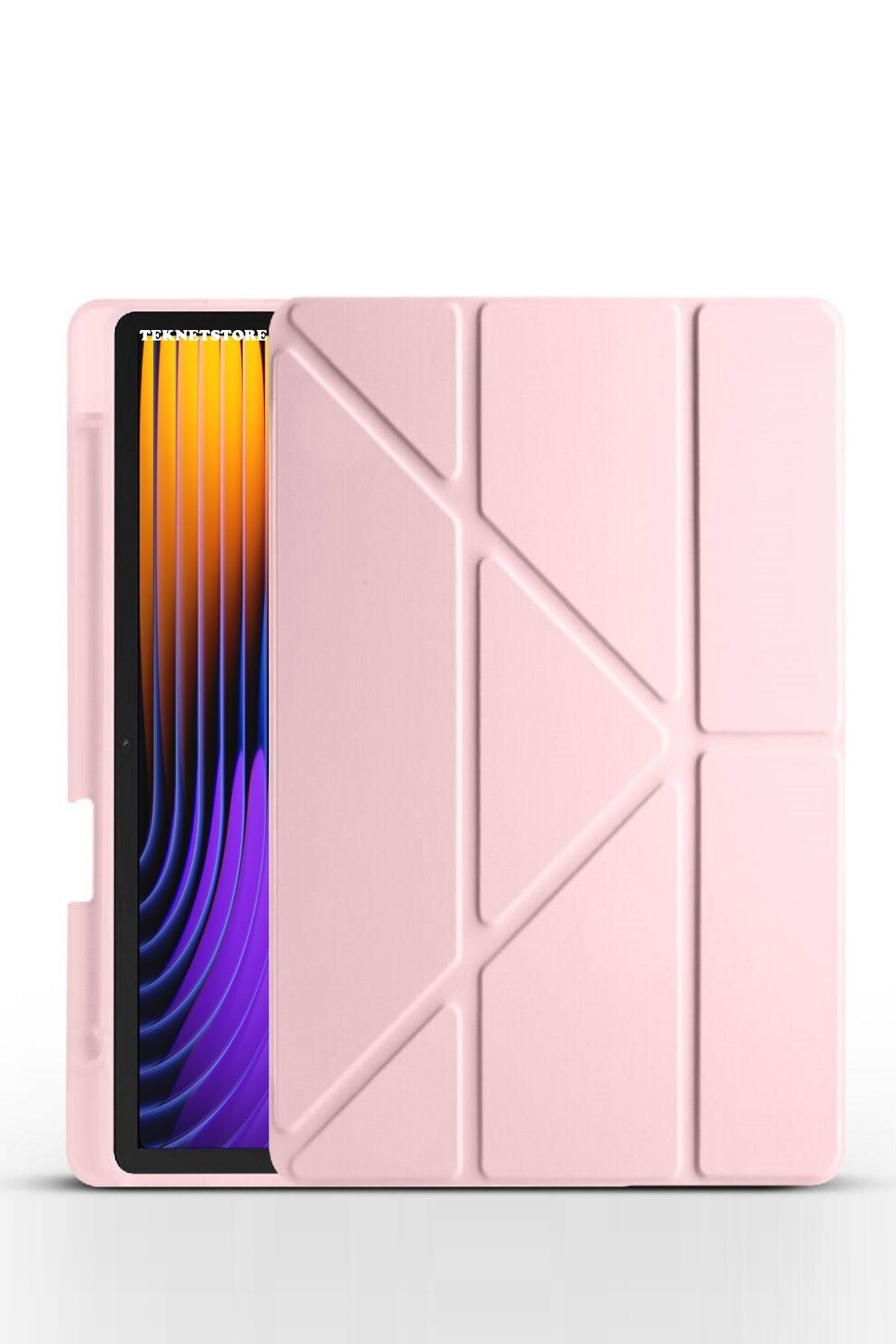 TEKNETSTORE Xiaomi Pad 7 Pro / Pad 7 Uyumlu Kılıf Katlanır Kalem Bölmeli Silikon Standlı Uyku Modlu Akıllı Kapak