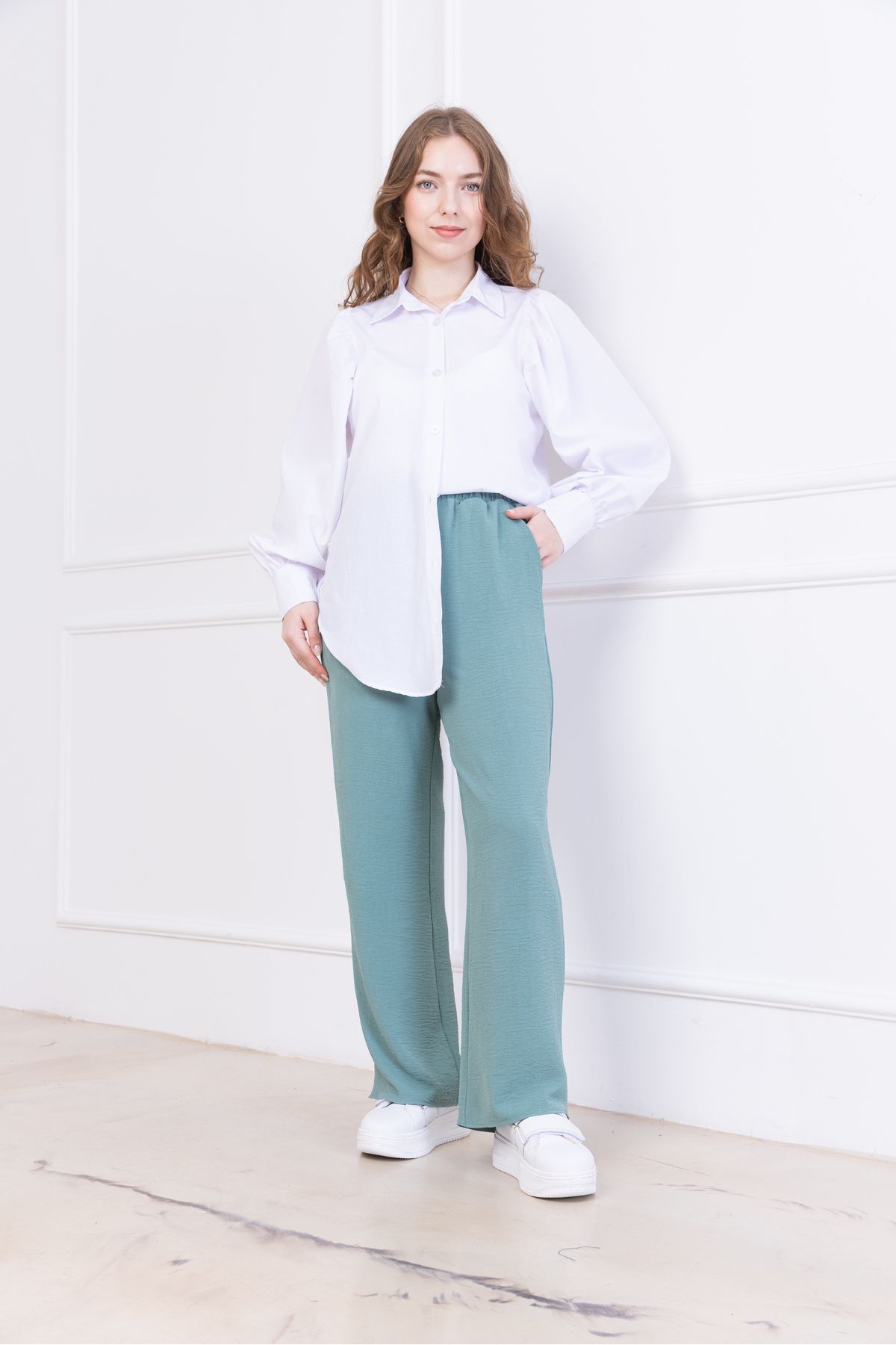 Butik MissBelinayFashion Beli lastikli aerobin kumaş pantolon