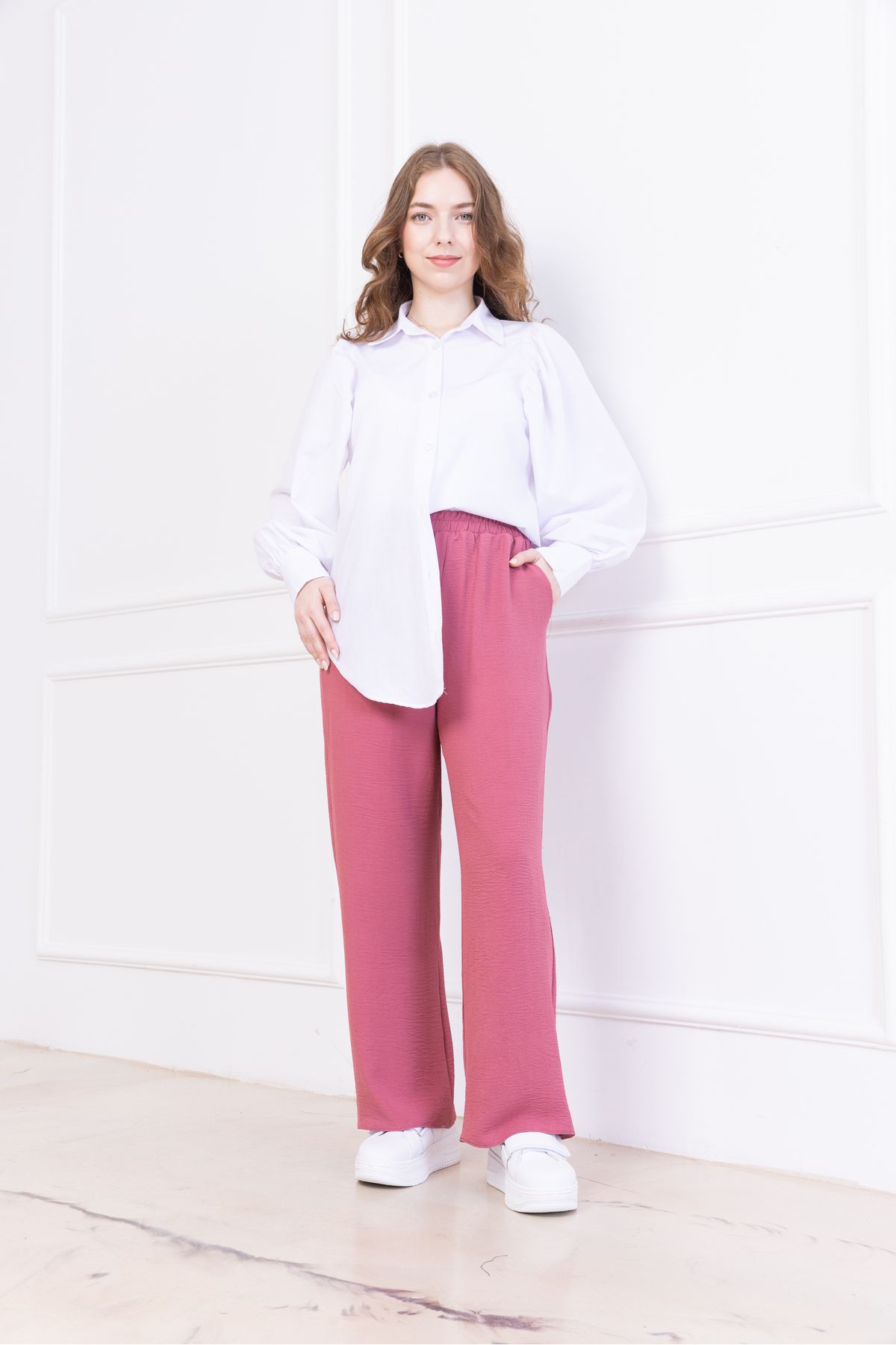 Butik MissBelinayFashion Beli lastikli aerobin kumaş pantolon