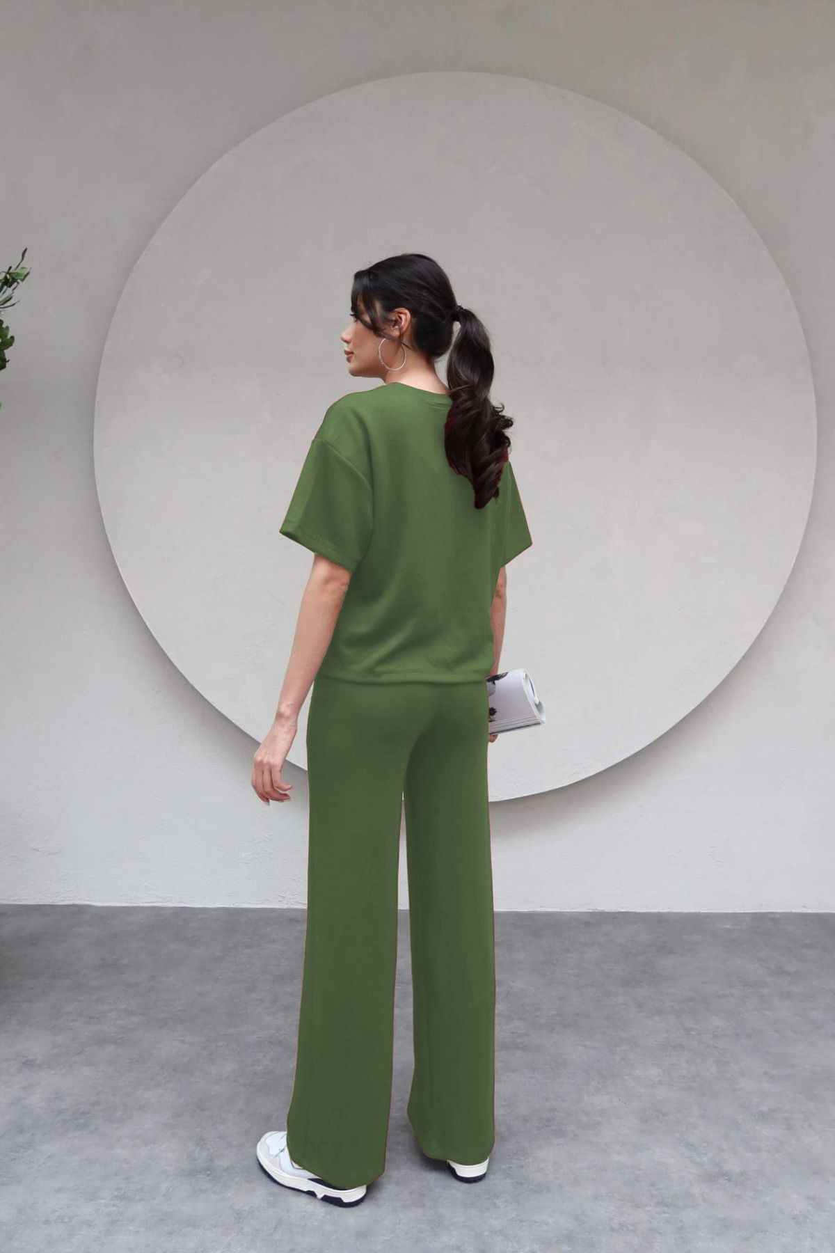 CMZ COLLECTİON Kadın Yazlık Penye Takım – Kısa Kollu Bluz & İspanyol Paça Pantolon